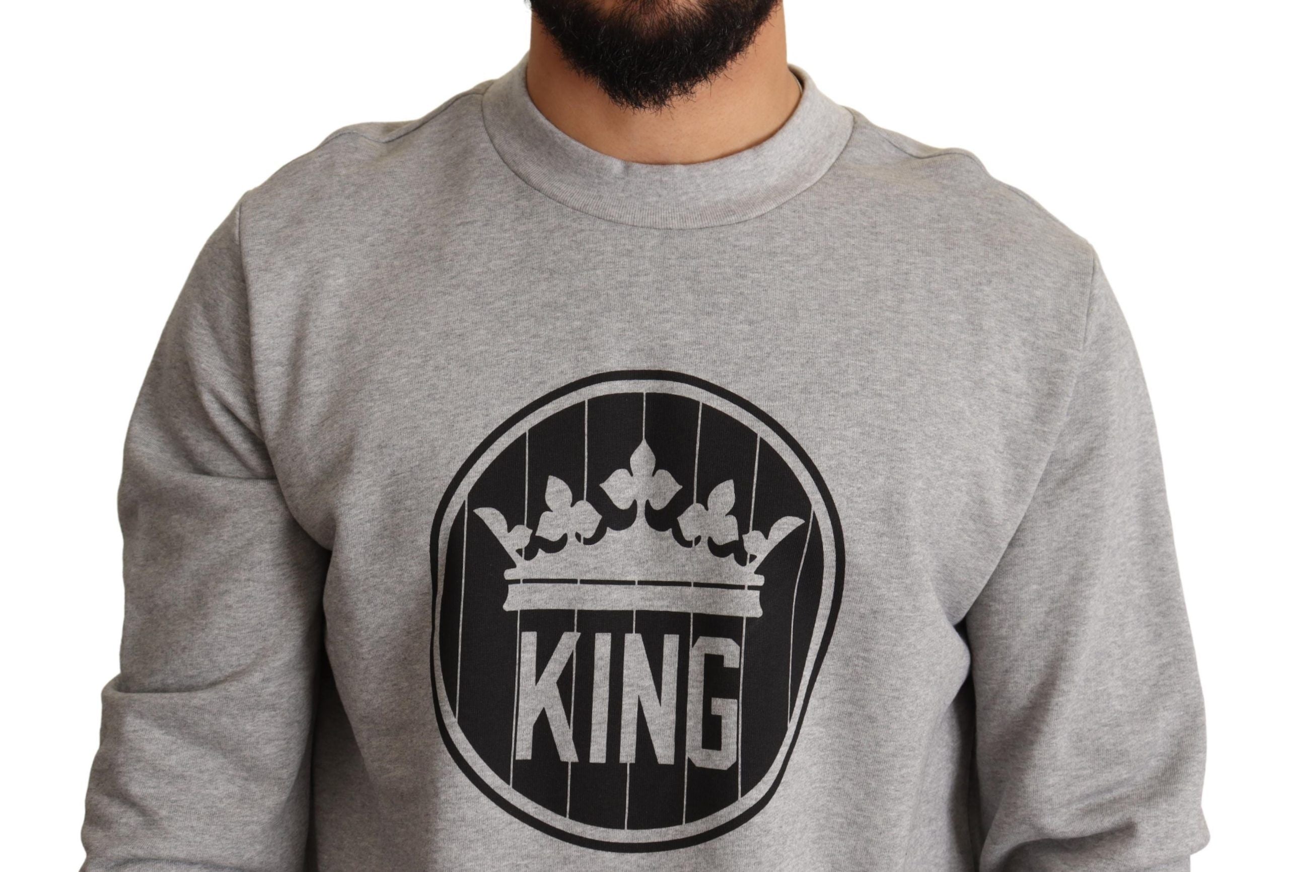 Regal Crown Cotton Sweater - Sophisticated Gray - ventzia