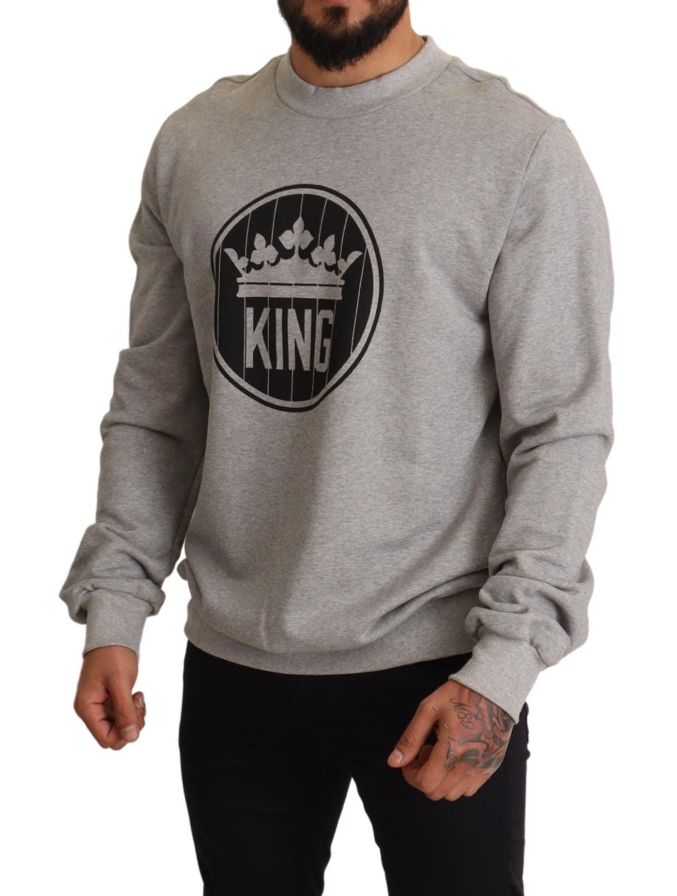 Regal Crown Cotton Sweater - Sophisticated Gray - ventzia