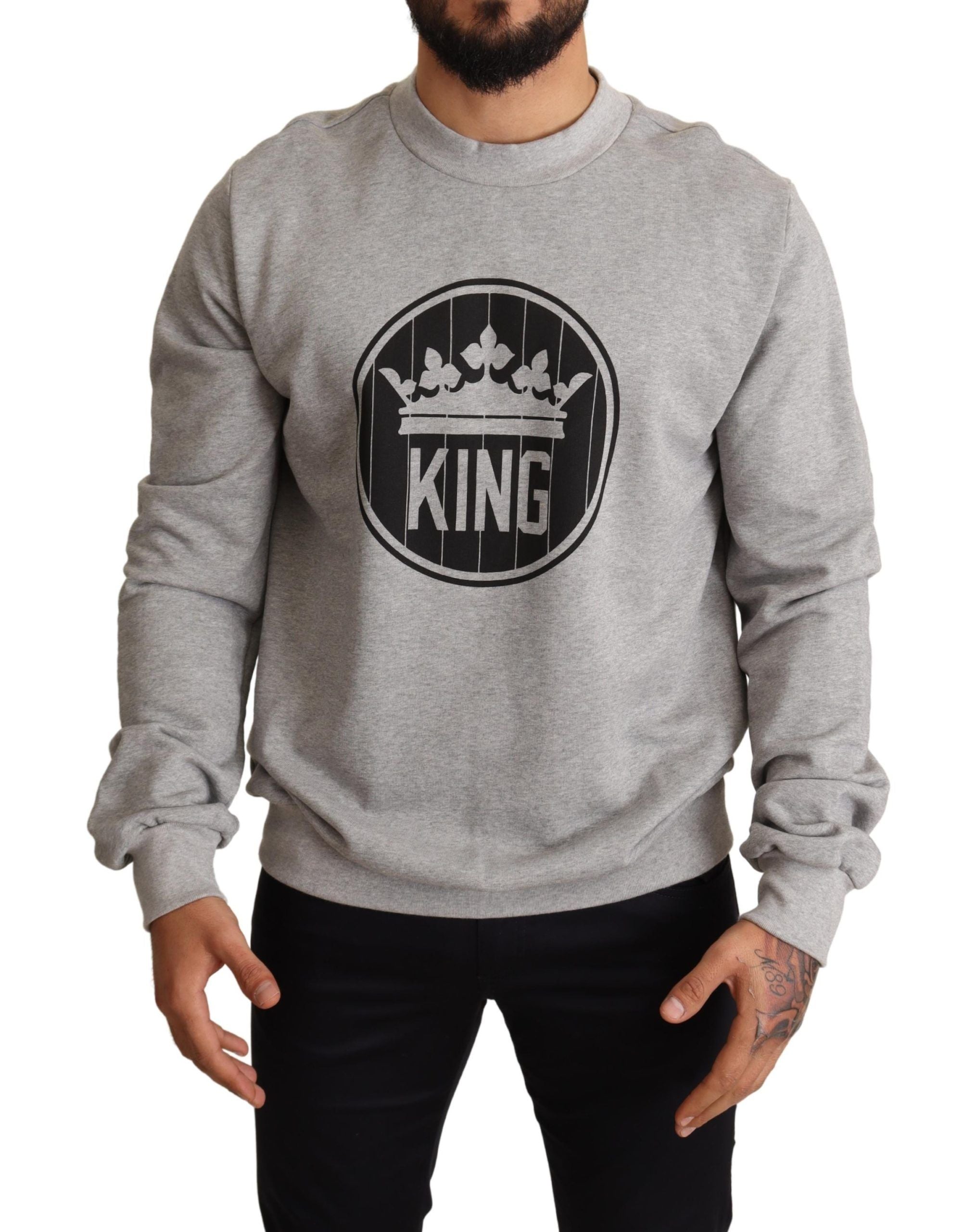 Regal Crown Cotton Sweater - Sophisticated Gray - ventzia