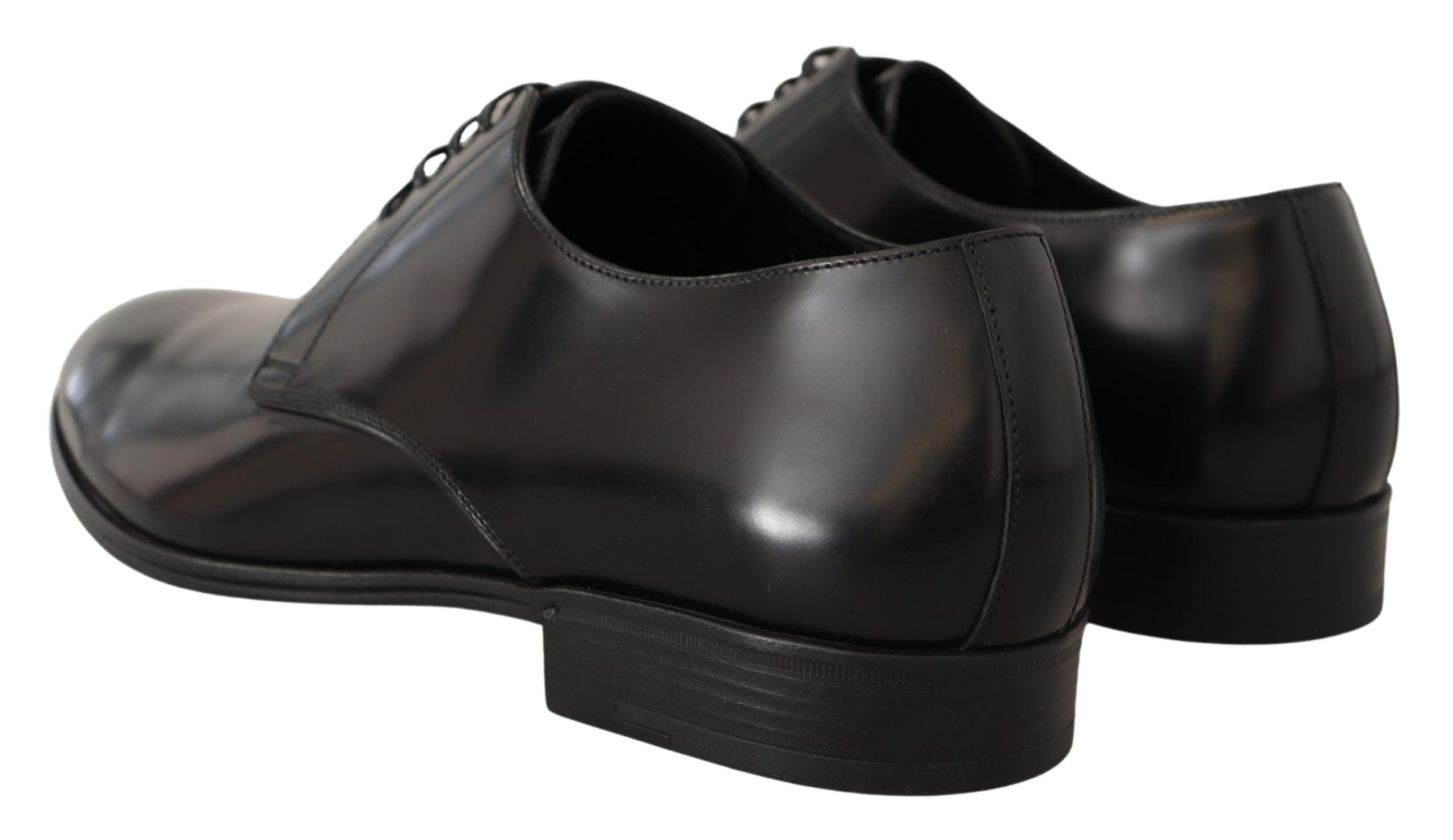 Black Leather Lace Up Men Dress Derby Shoes - ventzia