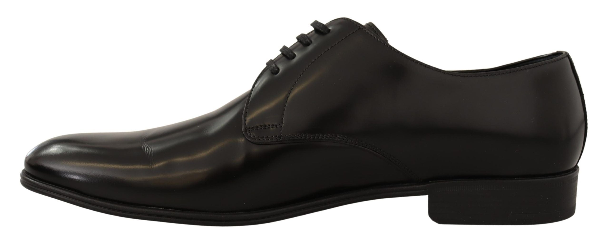 Black Leather Lace Up Men Dress Derby Shoes - ventzia