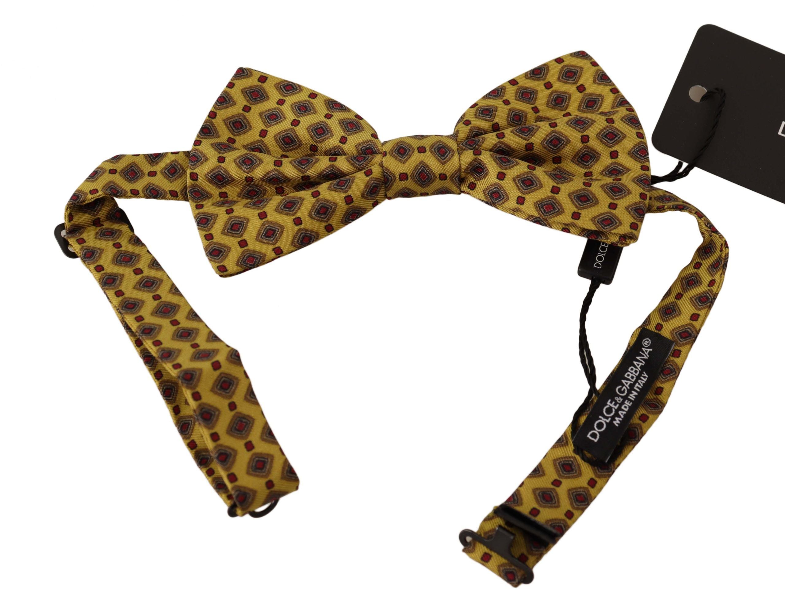 Elegant Yellow Silk Bow Tie - ventzia
