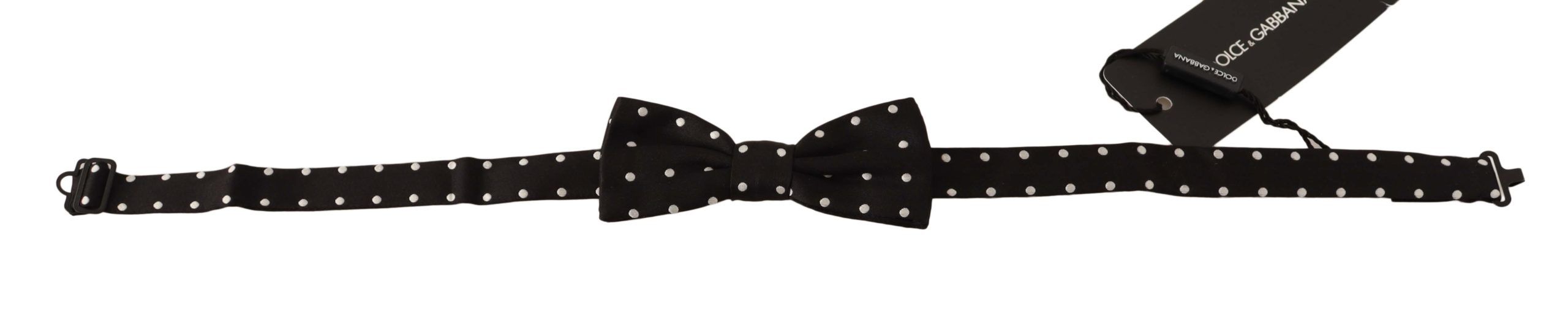 Elegant Black Polka Dot Silk Bow Tie - ventzia