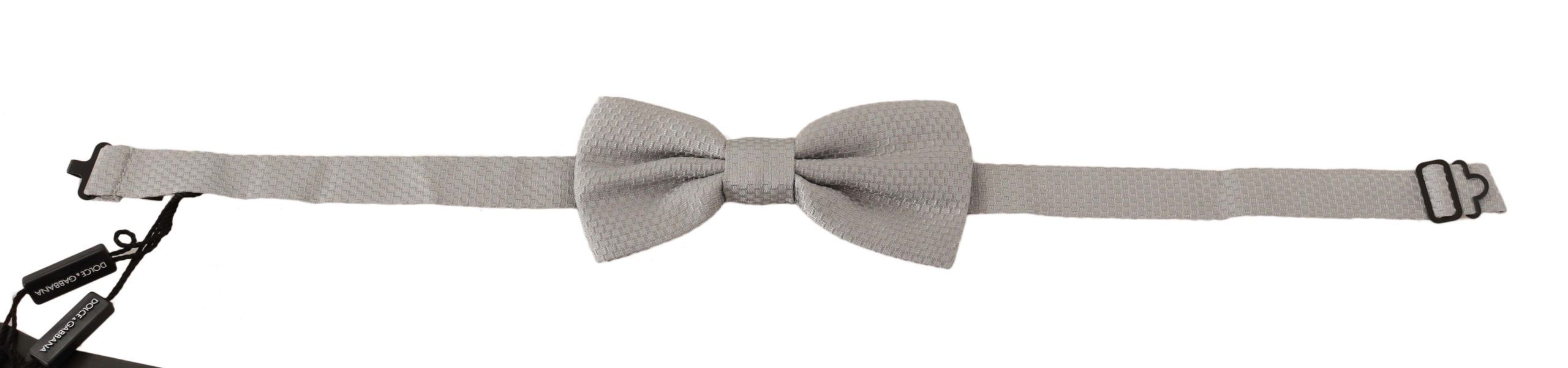Elegant Silver Silk Bow Tie - ventzia