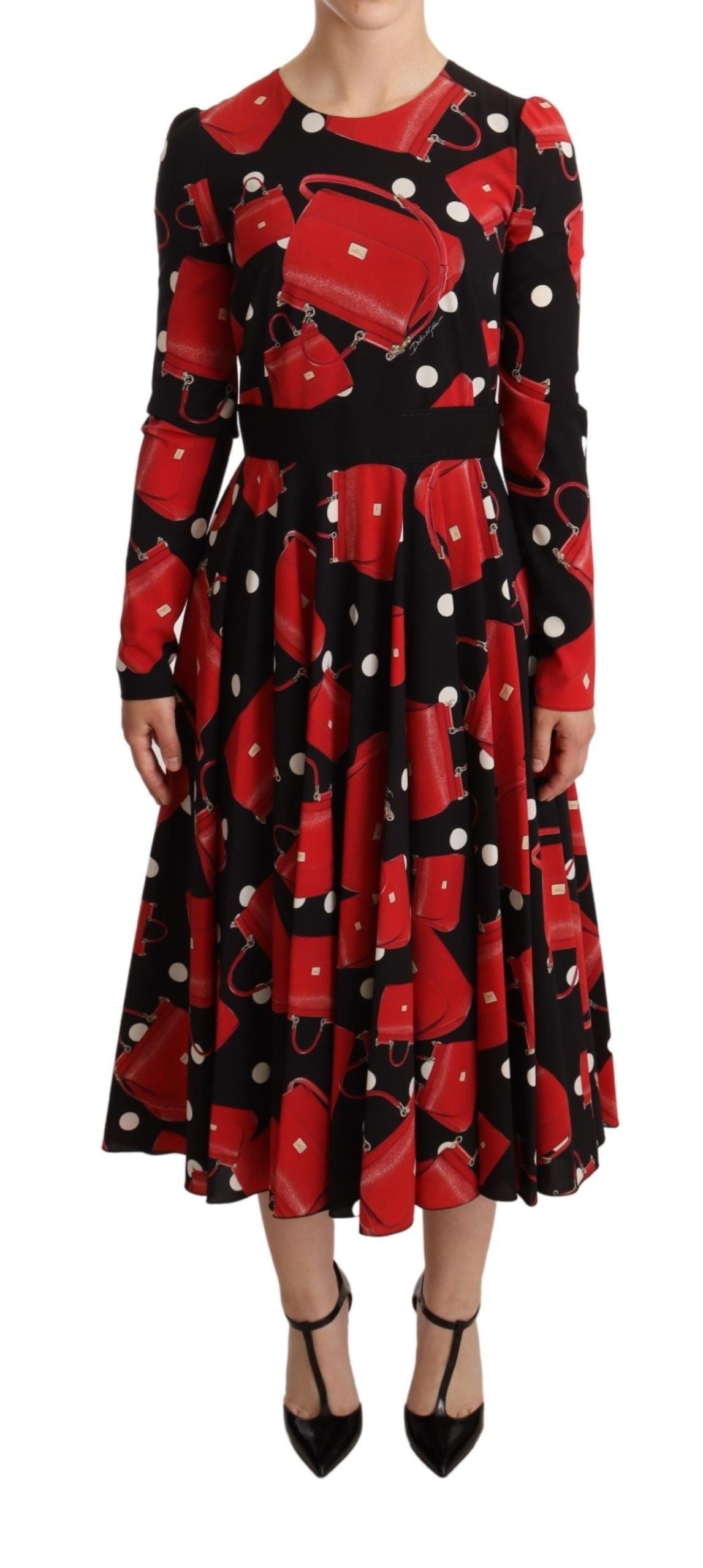 Elegant Sicily Print Flared Midi Dress - ventzia