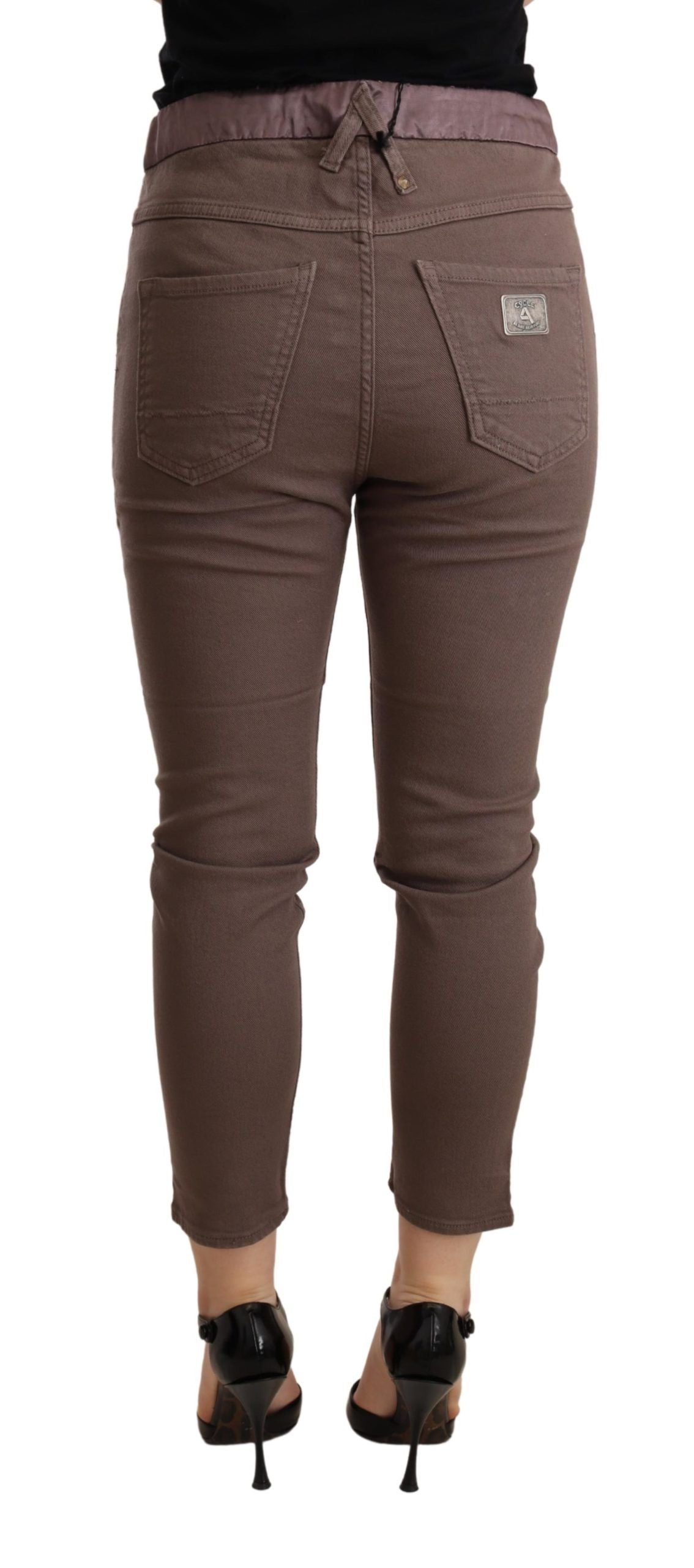 Chic Brown Skinny Mid Waist Cropped Pants - ventzia