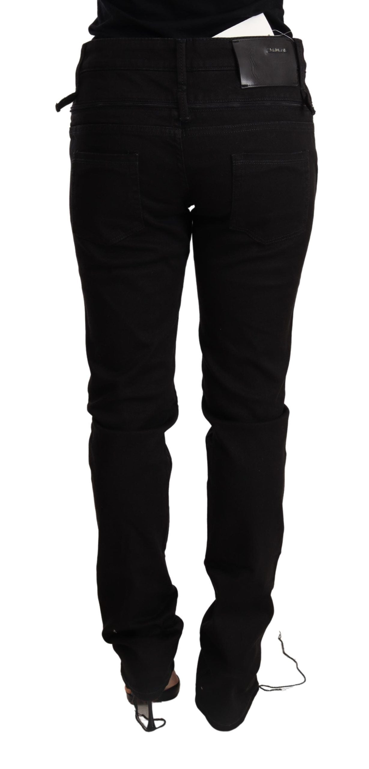 Chic Low Waist Skinny Black Denim - ventzia