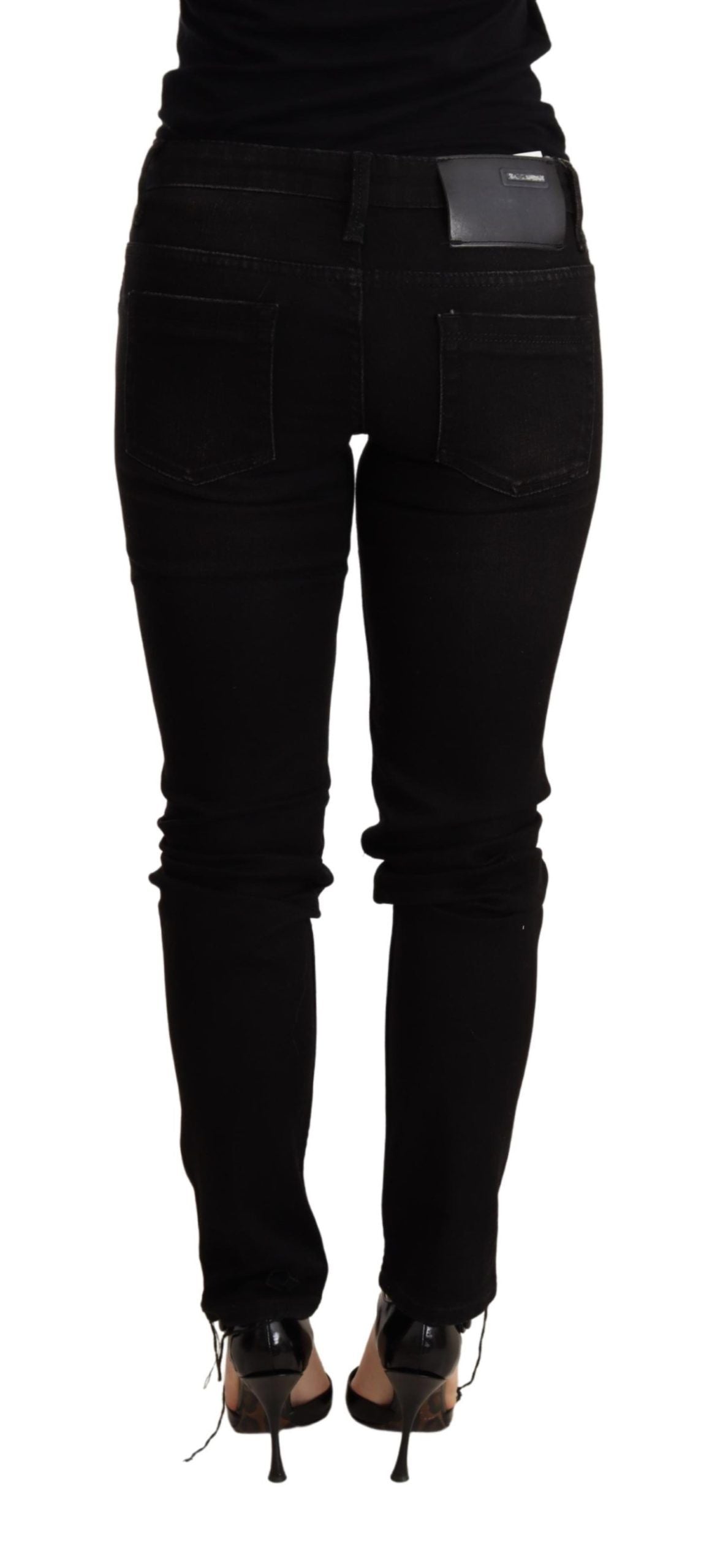 Elegant Slim Fit Black Denim - ventzia