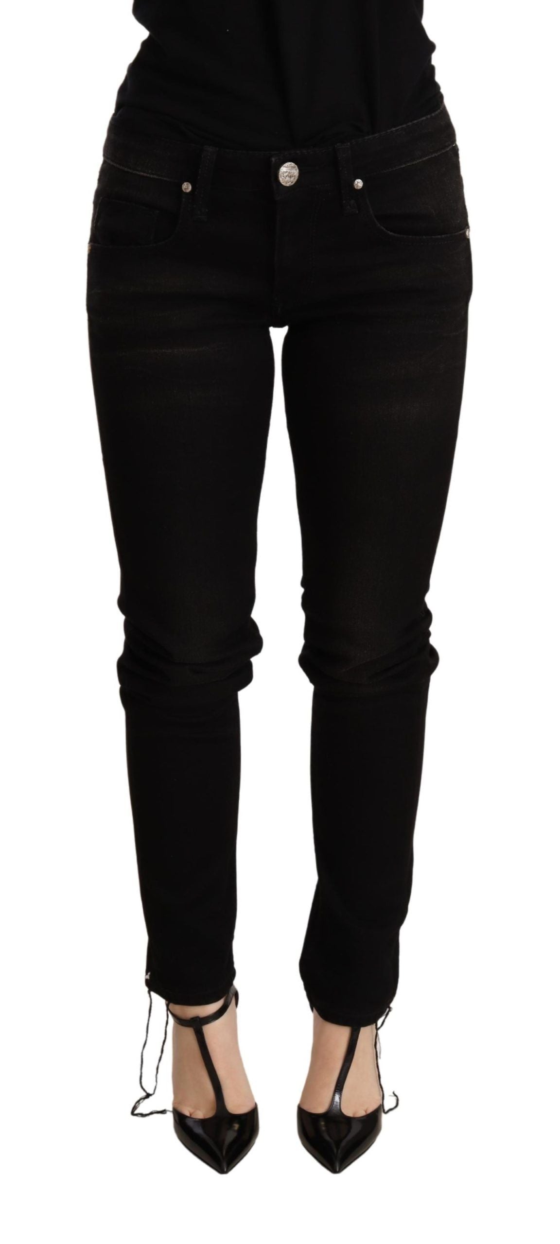 Elegant Slim Fit Black Denim - ventzia