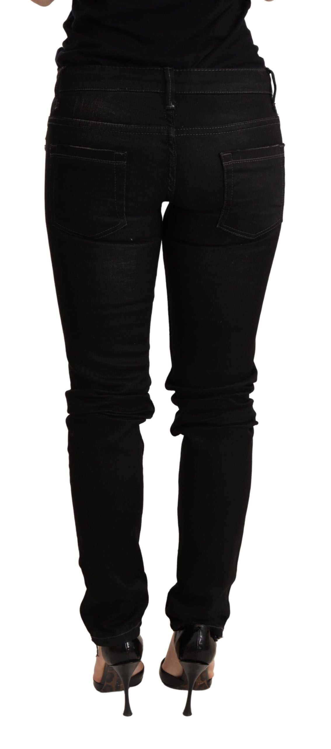 Chic Black Low Waist Skinny Denim - ventzia