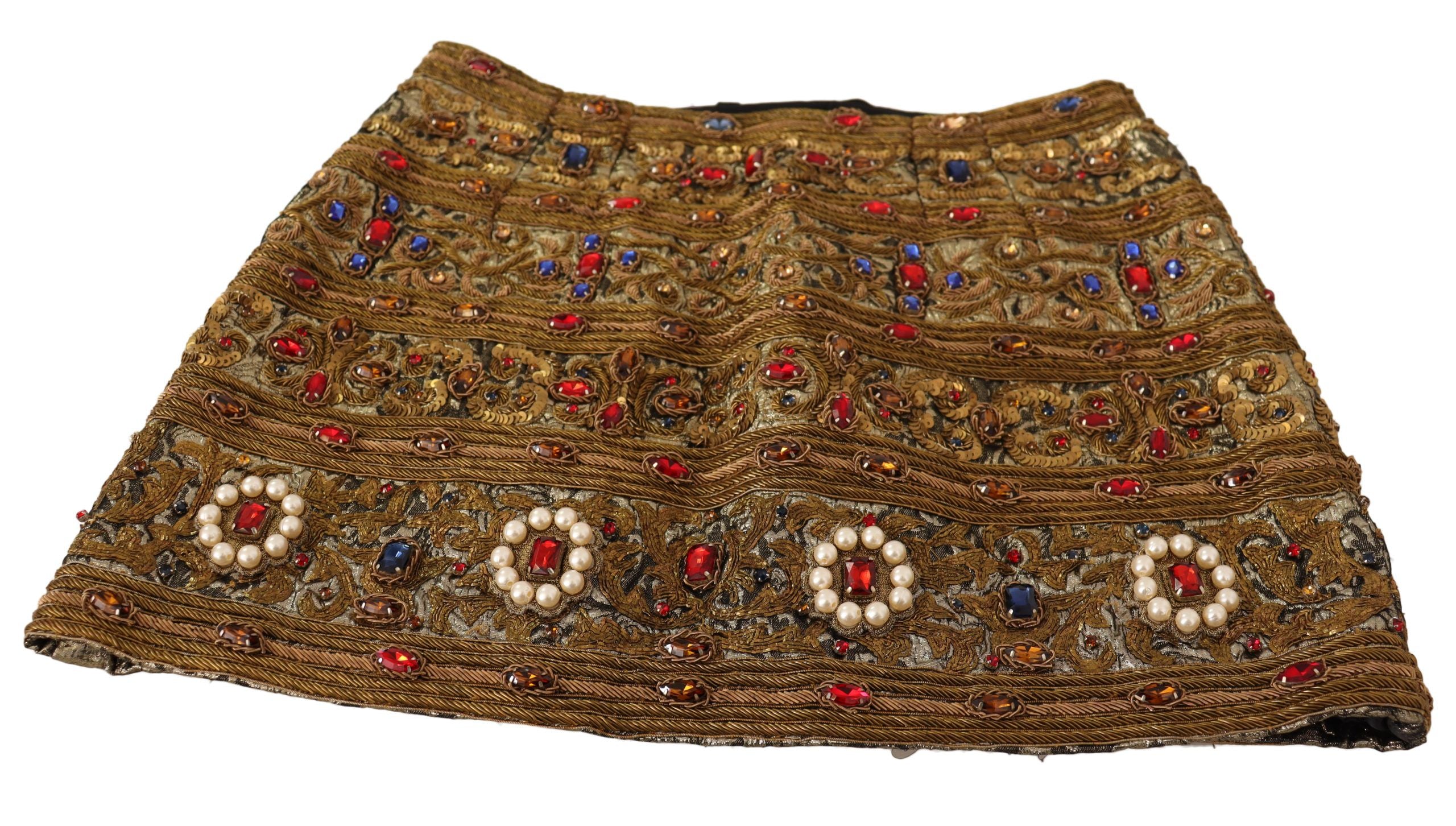Gold Embellished High Waist Mini Skirt - ventzia
