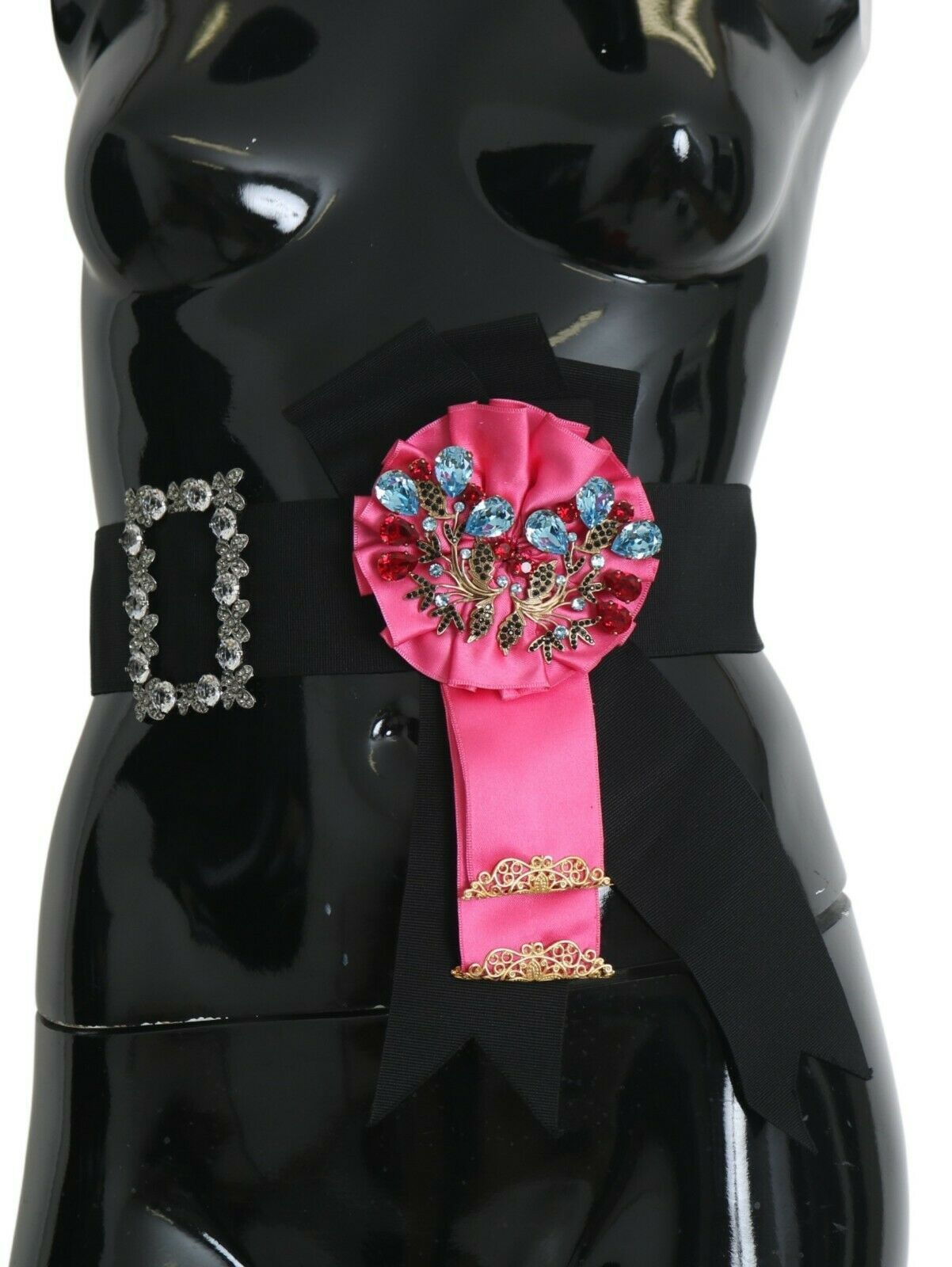 Elegant Floral Crystal Ribbon Waist Belt - ventzia