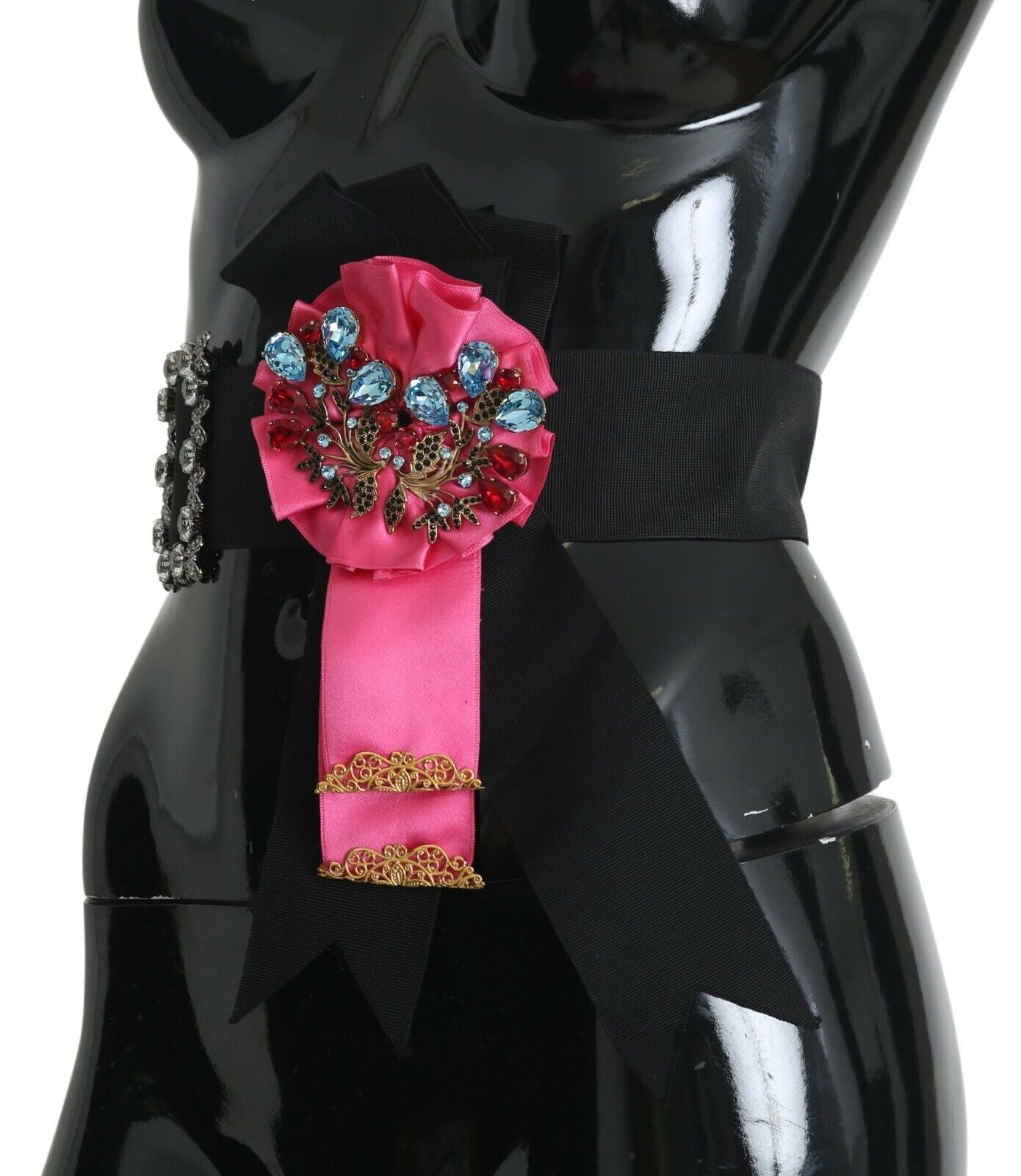 Elegant Floral Crystal Ribbon Waist Belt - ventzia