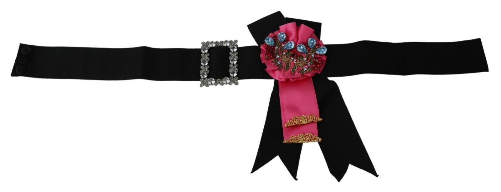 Elegant Floral Crystal Ribbon Waist Belt - ventzia