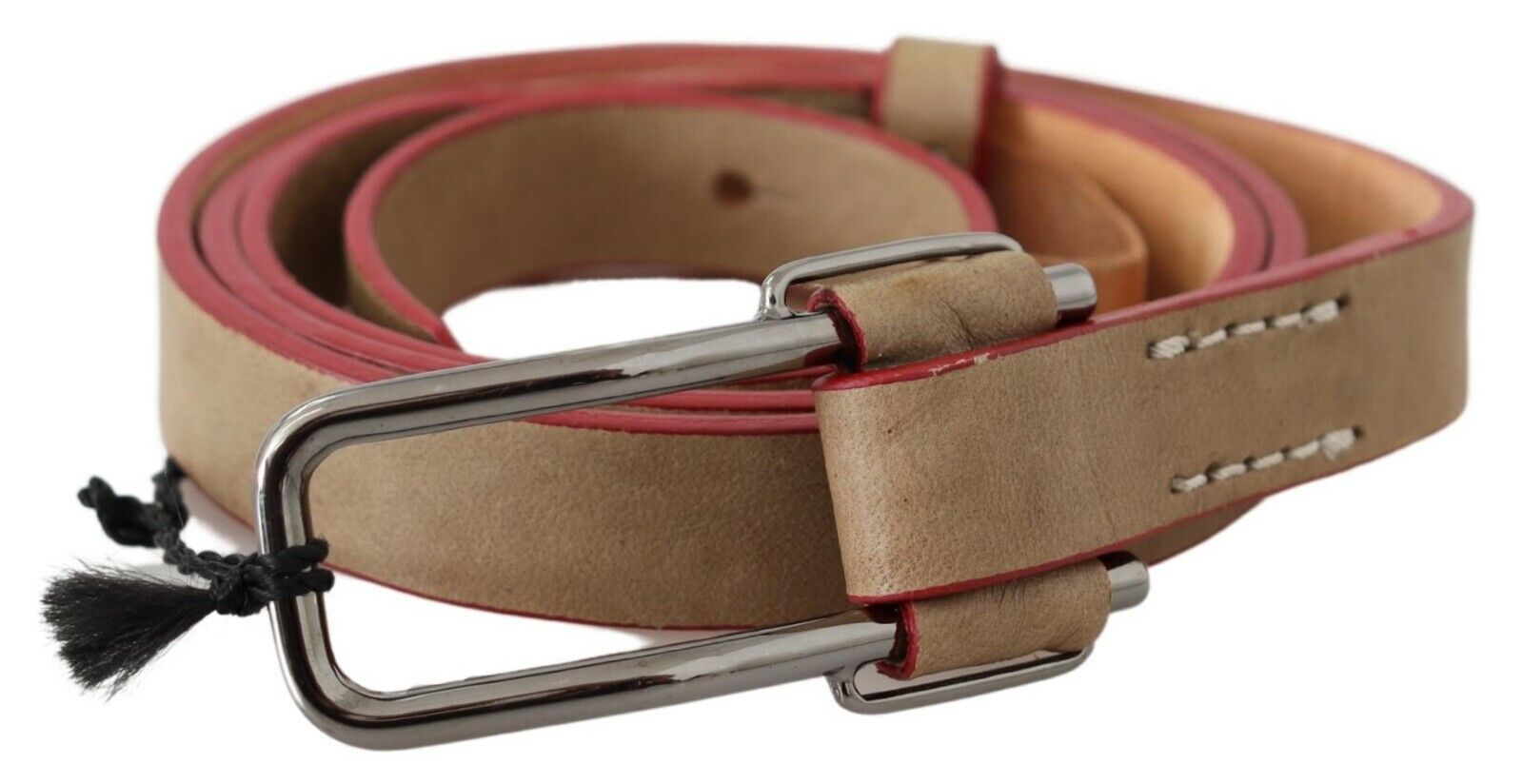 Beige Leather Fashion Belt - ventzia