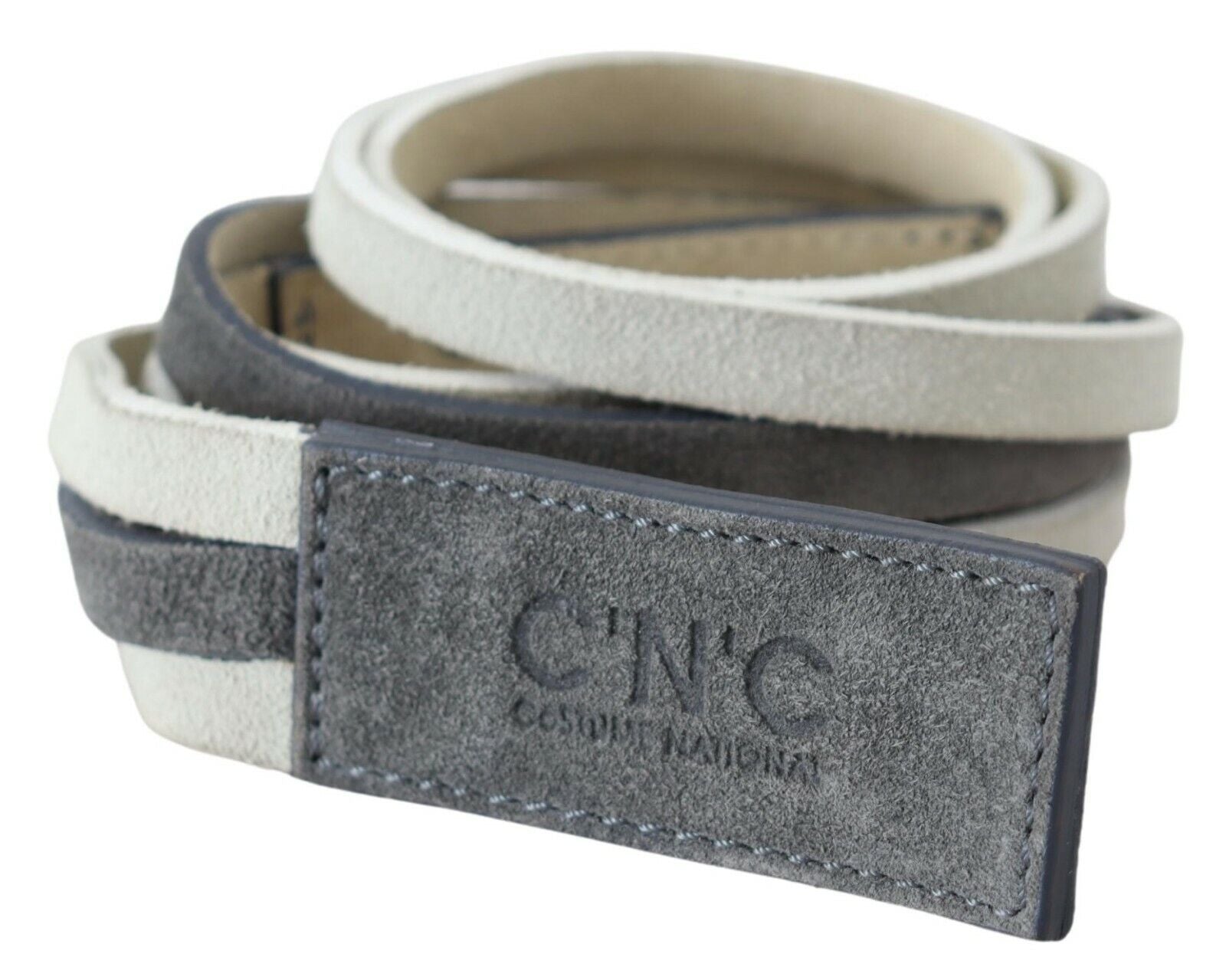 Chic White Leather Logo Belt - ventzia