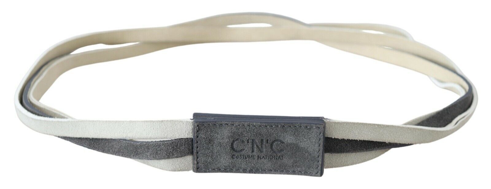 Chic White Leather Logo Belt - ventzia