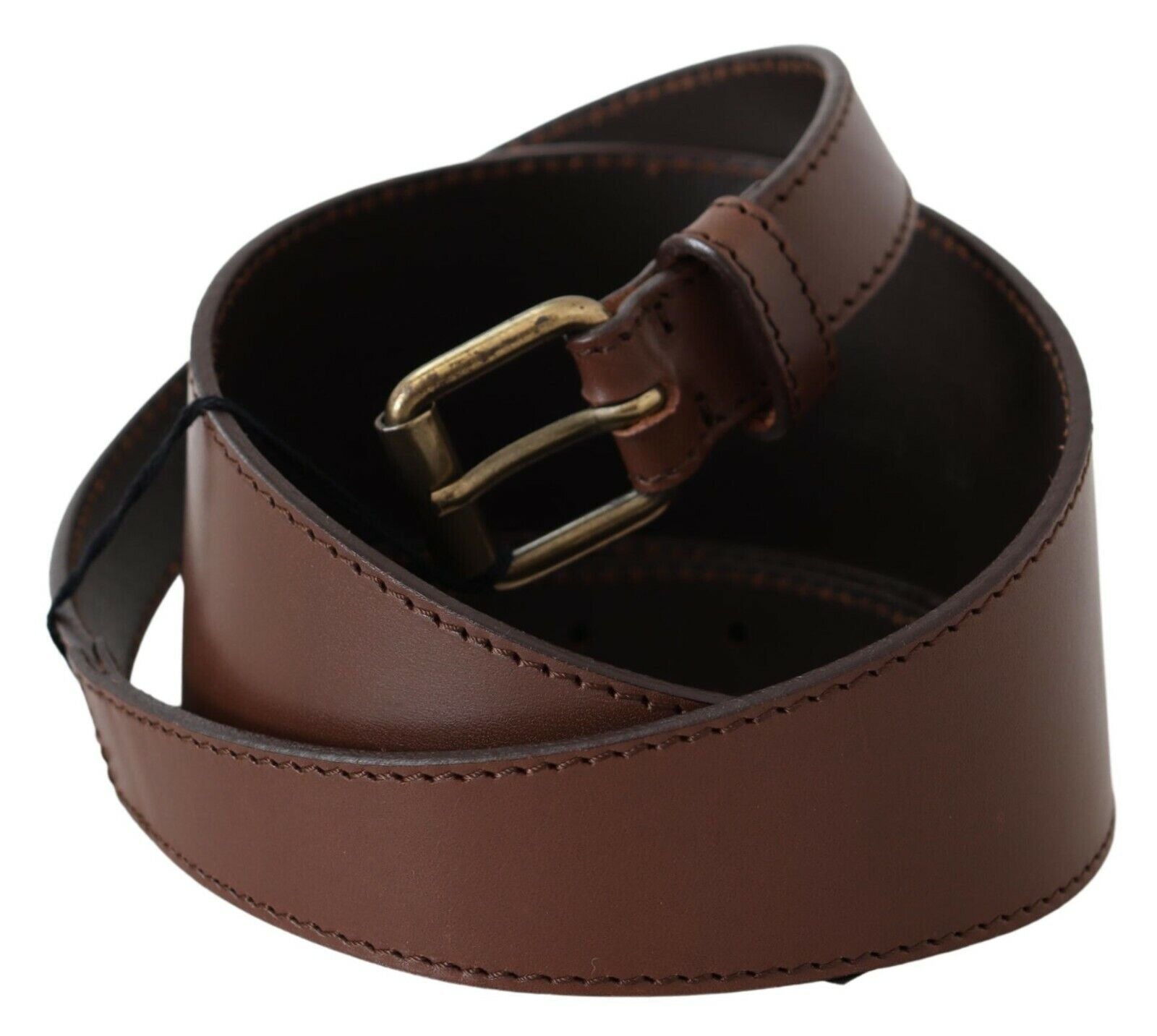Chic Brown Leather Fashion Belt with Bronze-Tone Hardware - ventzia