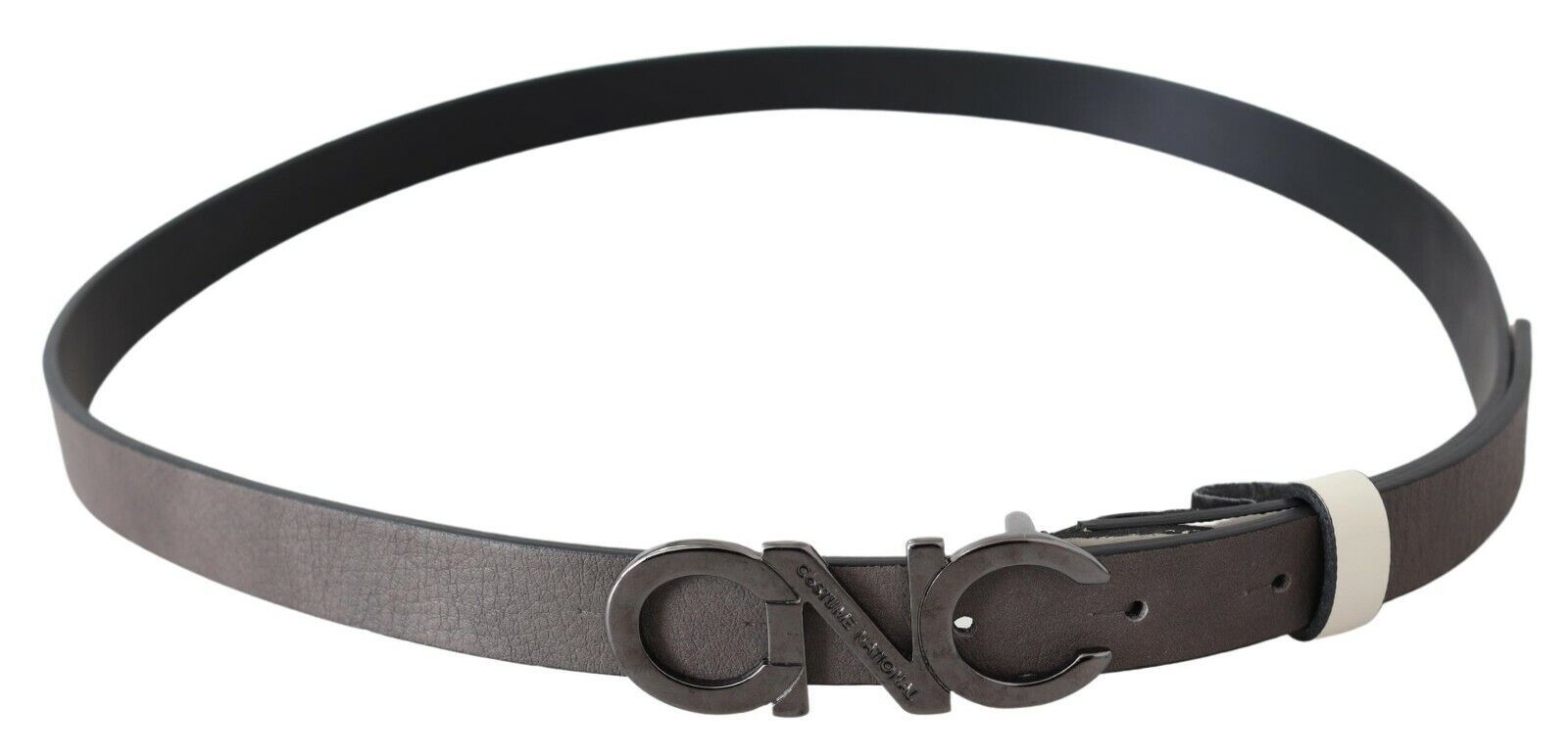 Metallic Gray Italian Leather Fashion Belt - ventzia