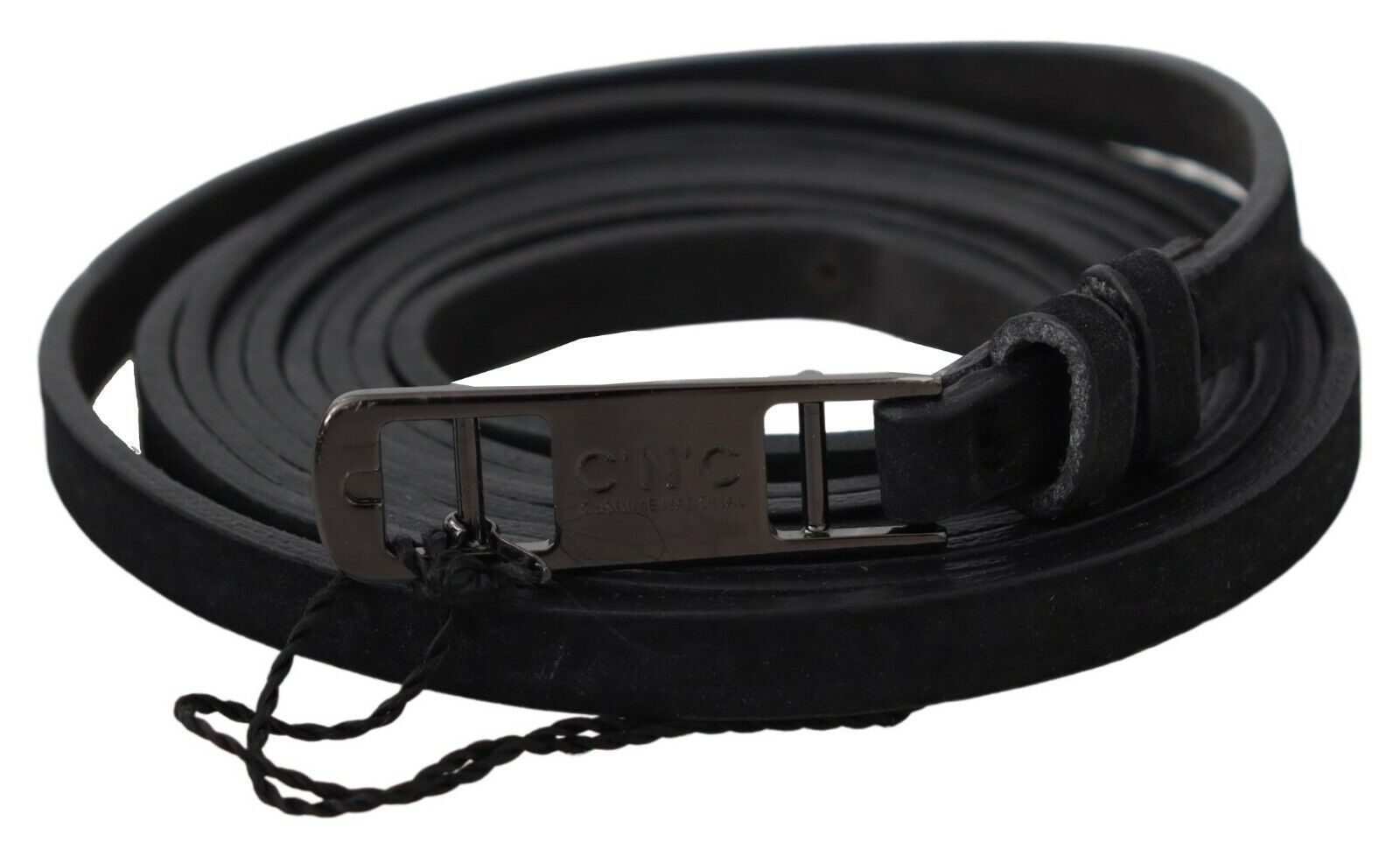 Elegant Black Leather Adjustable Belt - ventzia