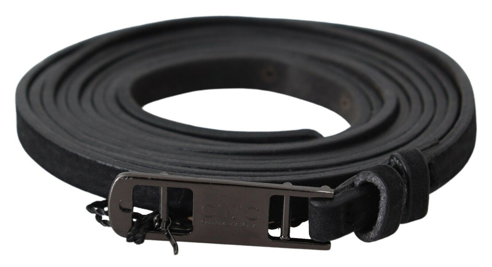 Elegant Black Leather Adjustable Belt - ventzia