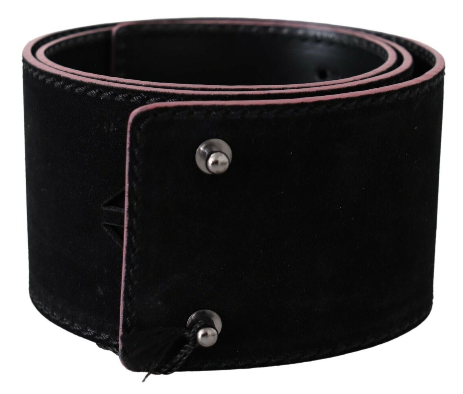 Elegant Wide Leather Fashion Belt with Metal Accents - ventzia