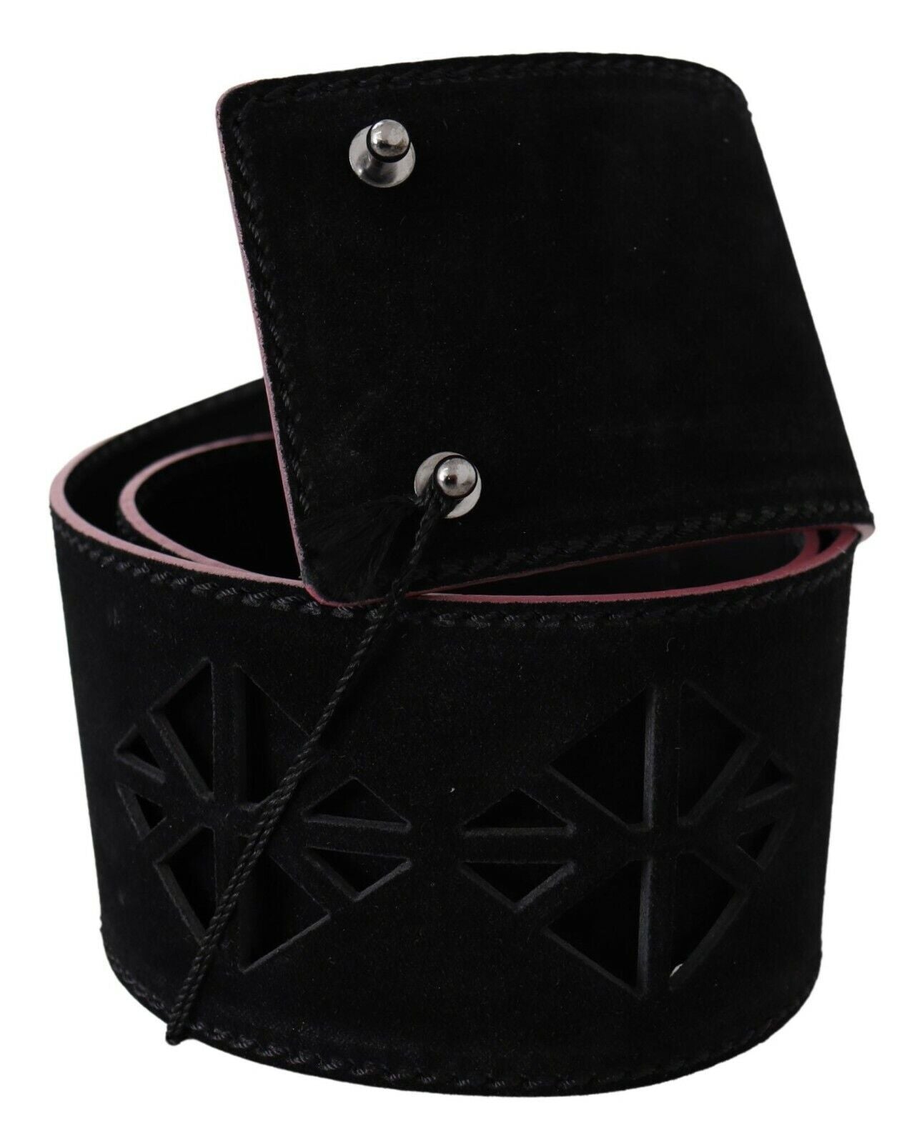 Elegant Wide Leather Fashion Belt with Metal Accents - ventzia