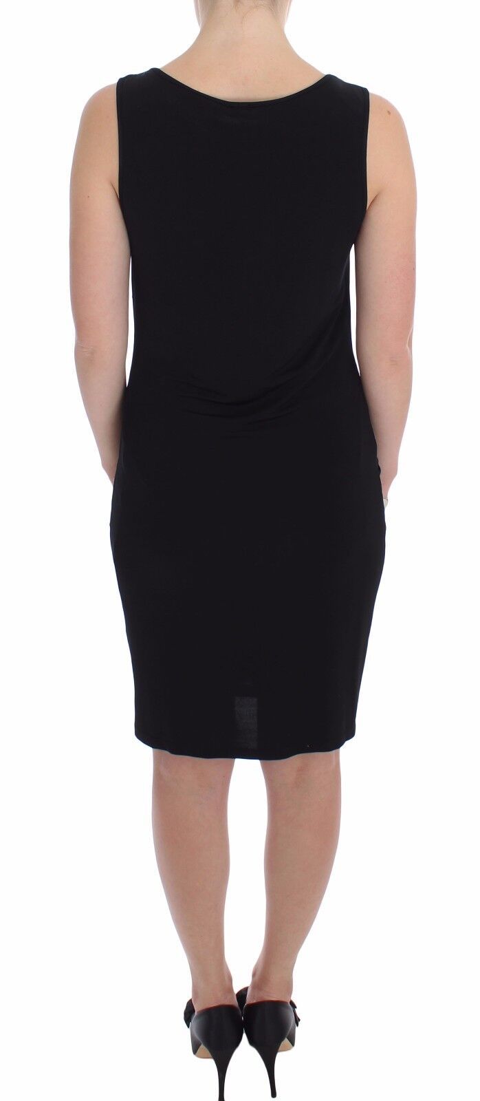 Elegant Black Sheath Jersey Knee-Length Dress - ventzia