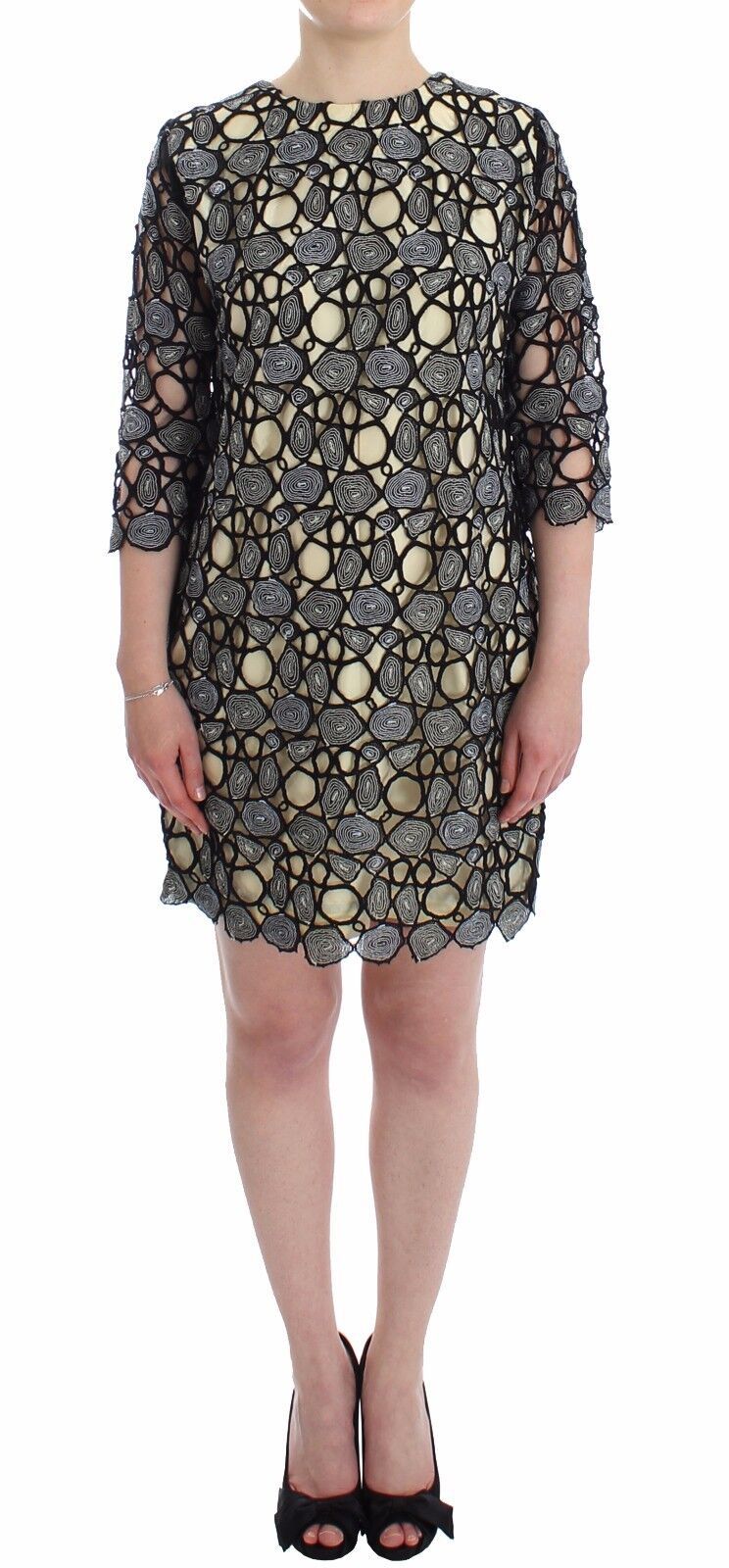 Elegant Multicolor Sheath Dress with Artful Design - ventzia
