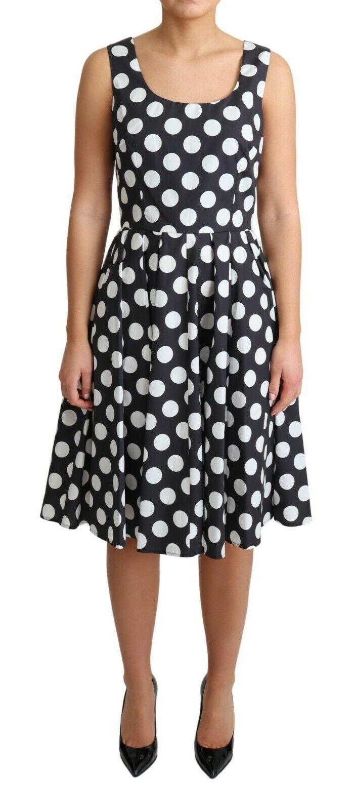 Polka Dot Sleeveless A-Line Dress - ventzia