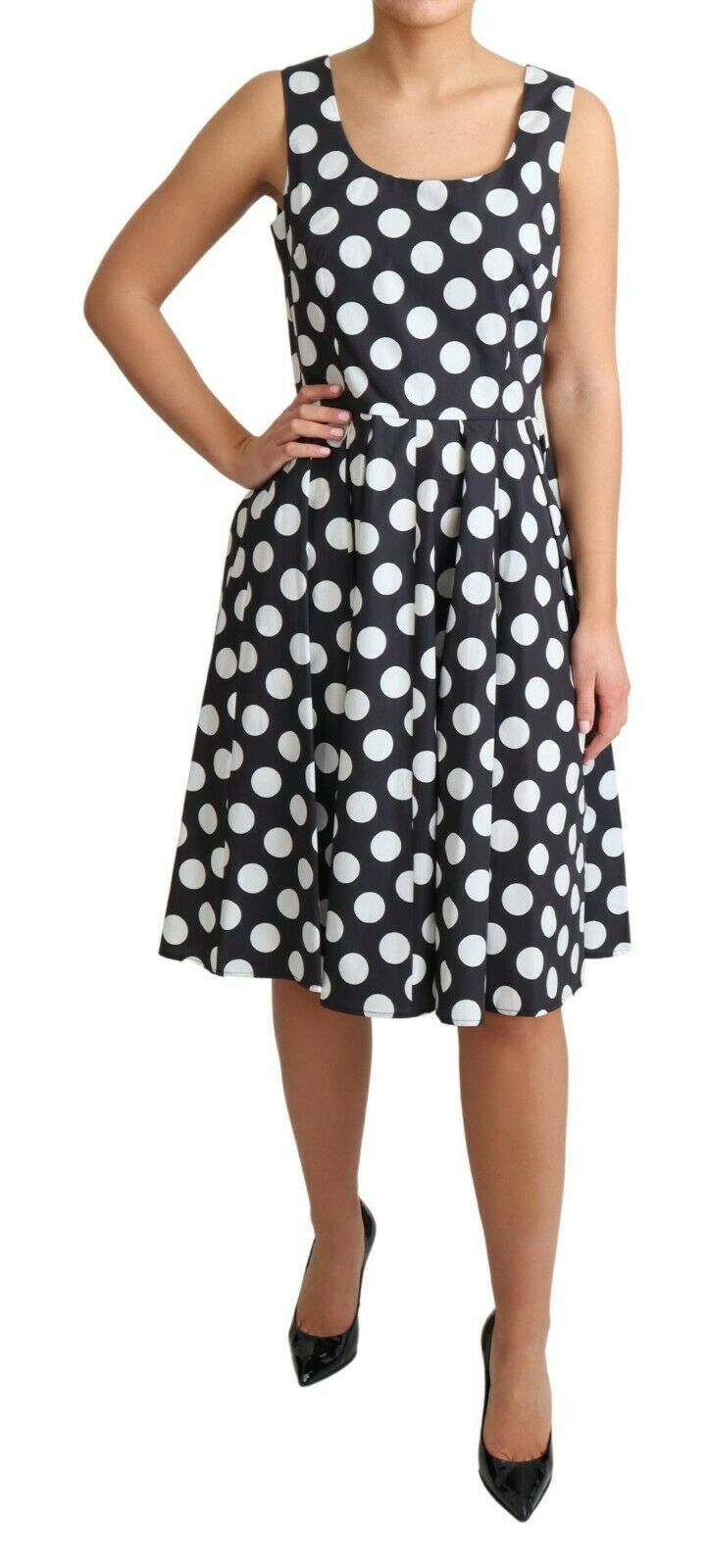 Polka Dot Sleeveless A-Line Dress - ventzia