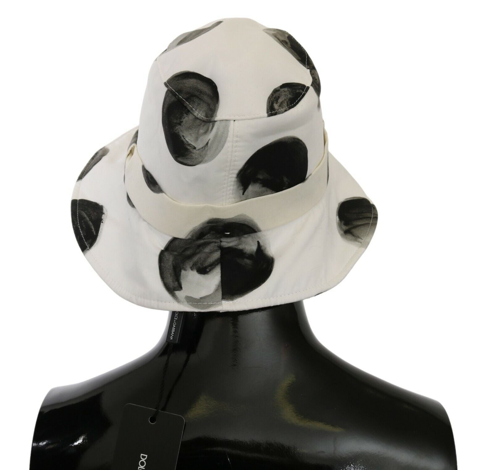 Polka Dot Cotton Bucket Hat - White & Black - ventzia