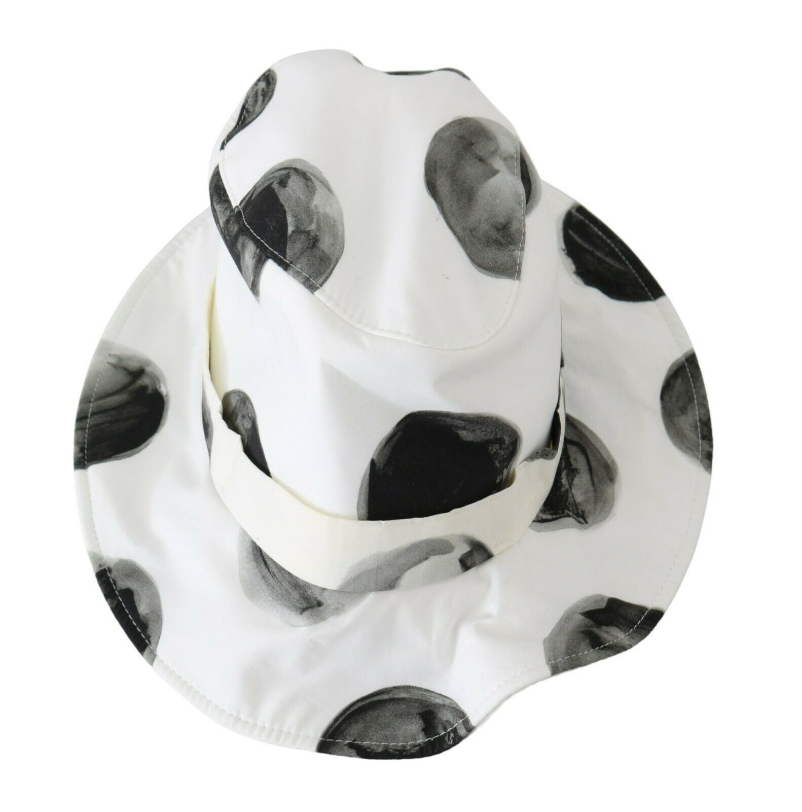Polka Dot Cotton Bucket Hat - White & Black - ventzia