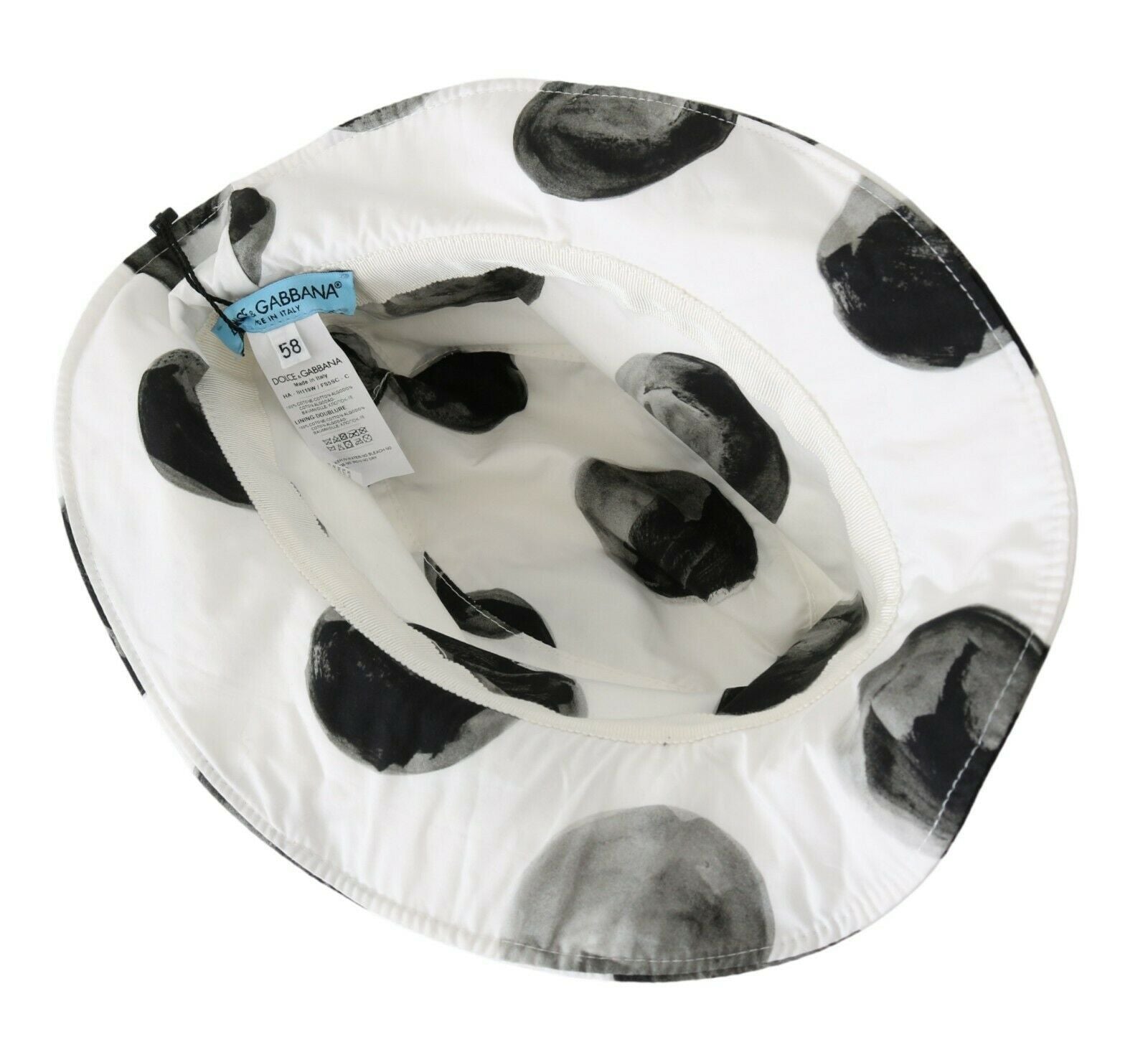 Polka Dot Cotton Bucket Hat - White & Black - ventzia