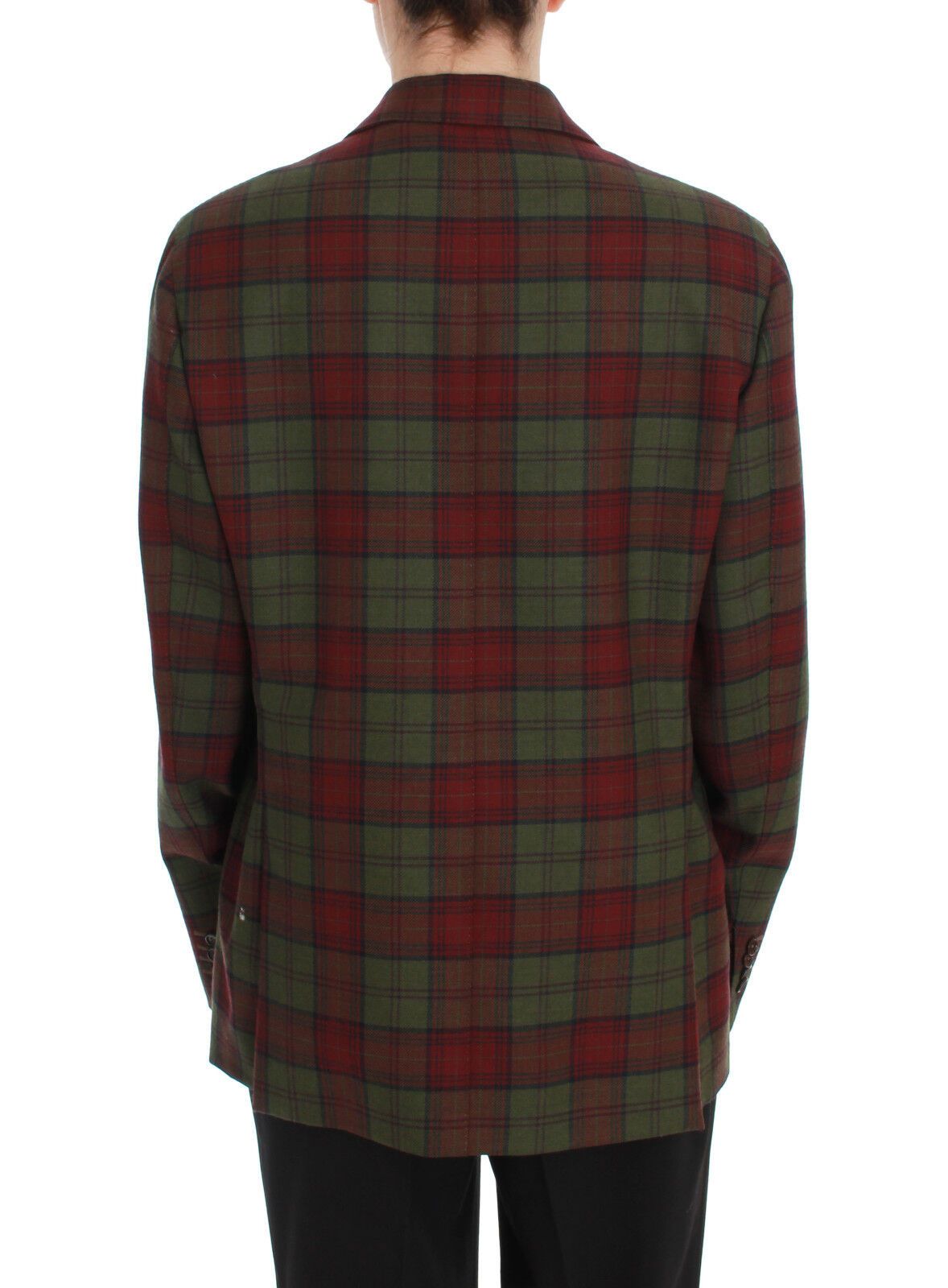 Elegant Checkered Double-Breasted Wool Blazer - ventzia