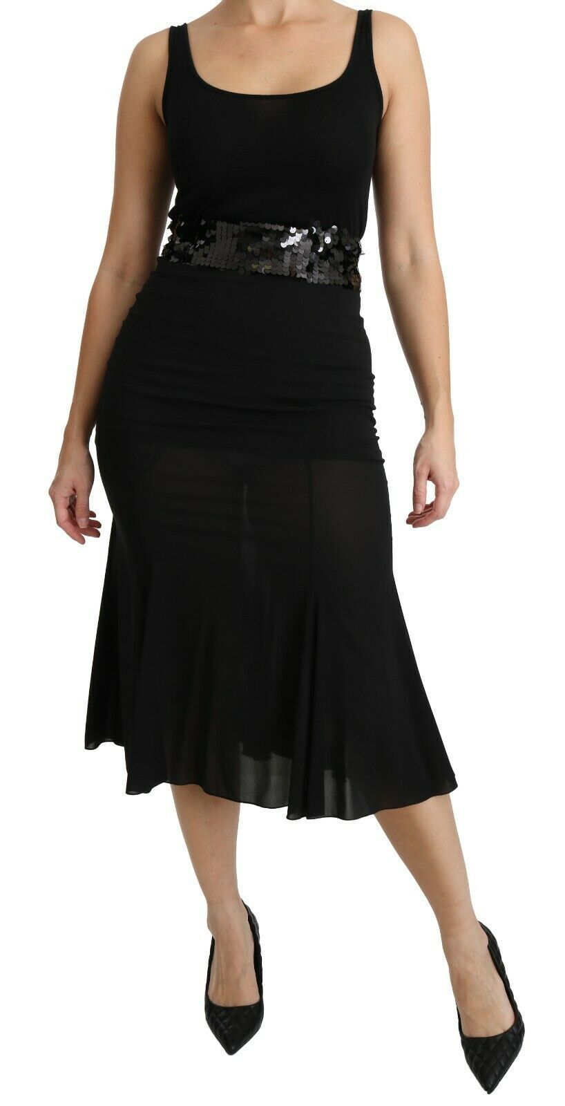 Chic High Waist Black Silk Blend Skirt - ventzia