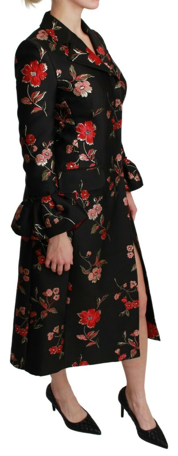 Elegant Floral Embroidered Trench Coat - ventzia