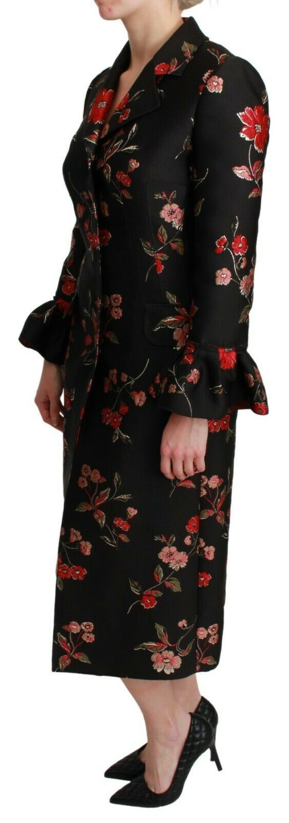 Elegant Floral Embroidered Trench Coat - ventzia