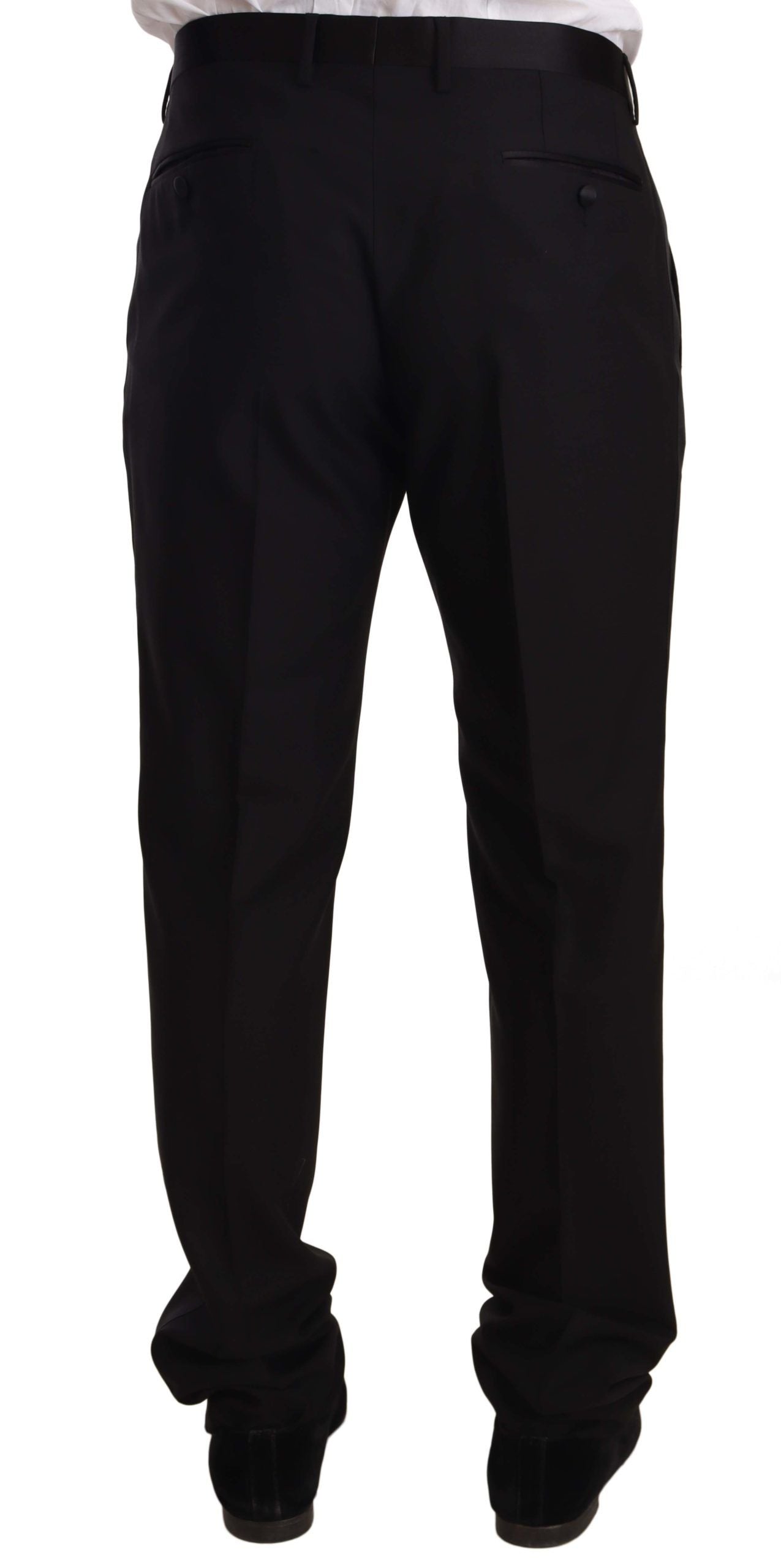 Elegant Black Skinny Tuxedo Trousers - ventzia