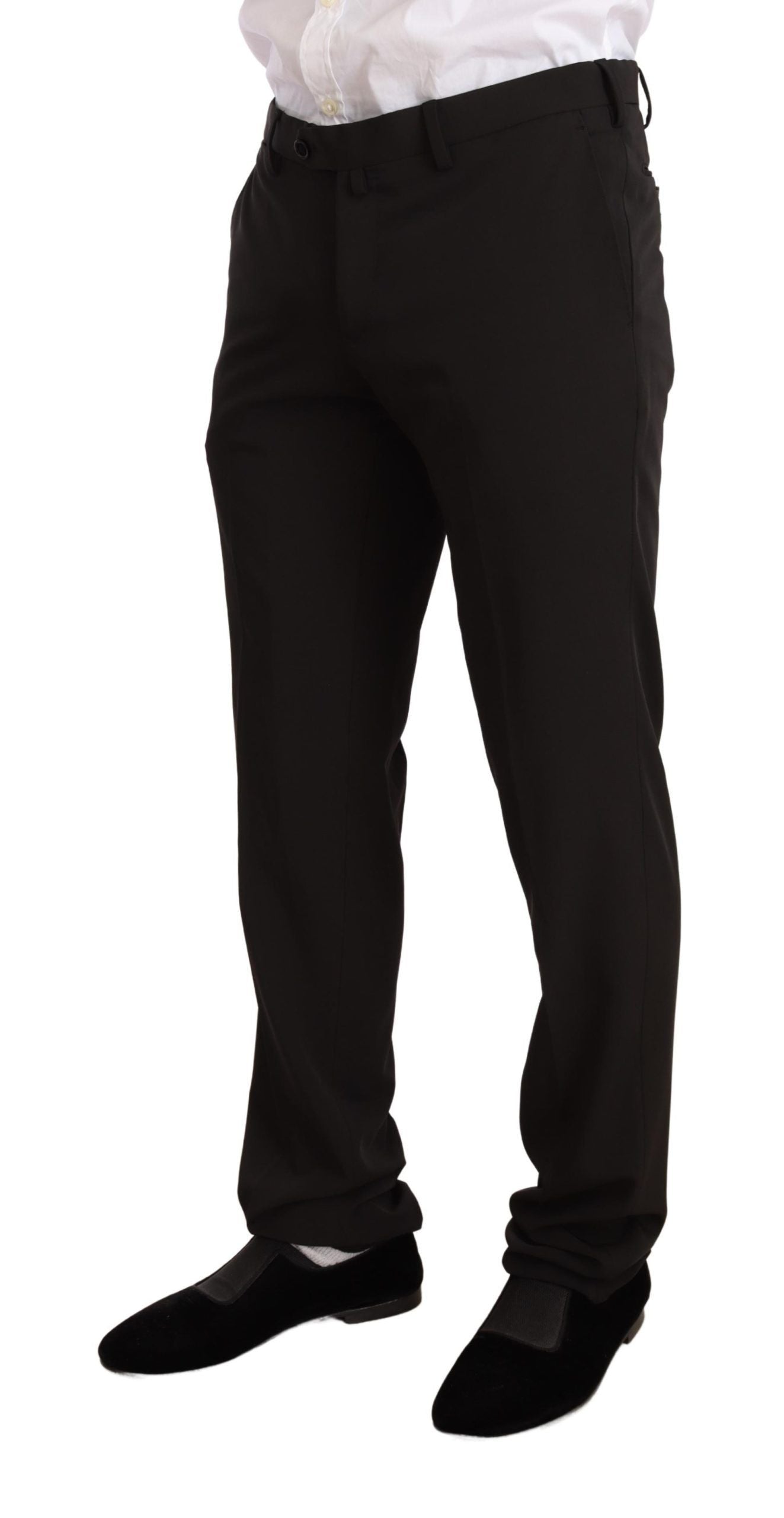 Elegant Black Slim Fit Two-Piece Suit - ventzia
