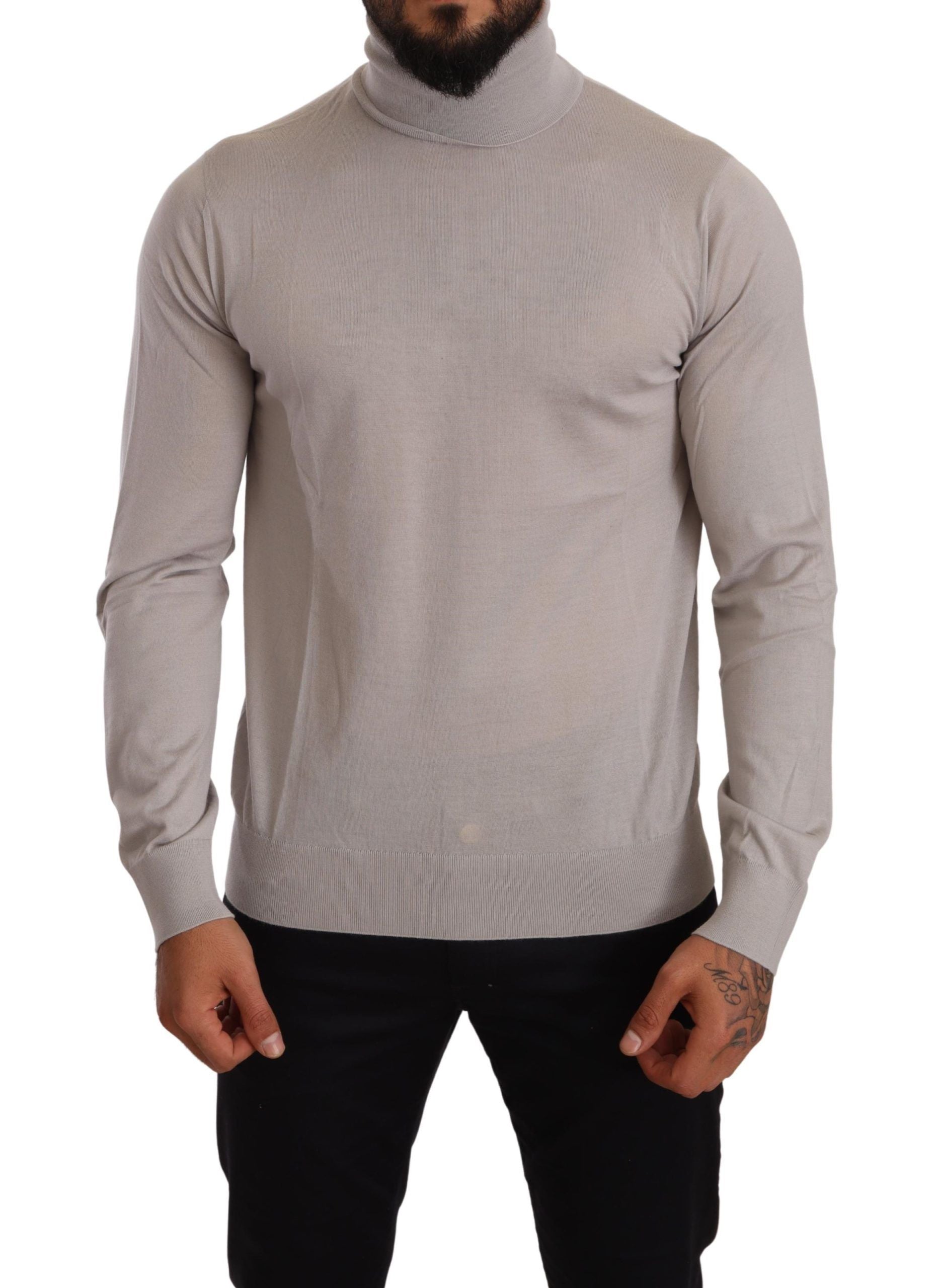 Elegant Light Blue Cashmere Turtleneck Sweater - ventzia