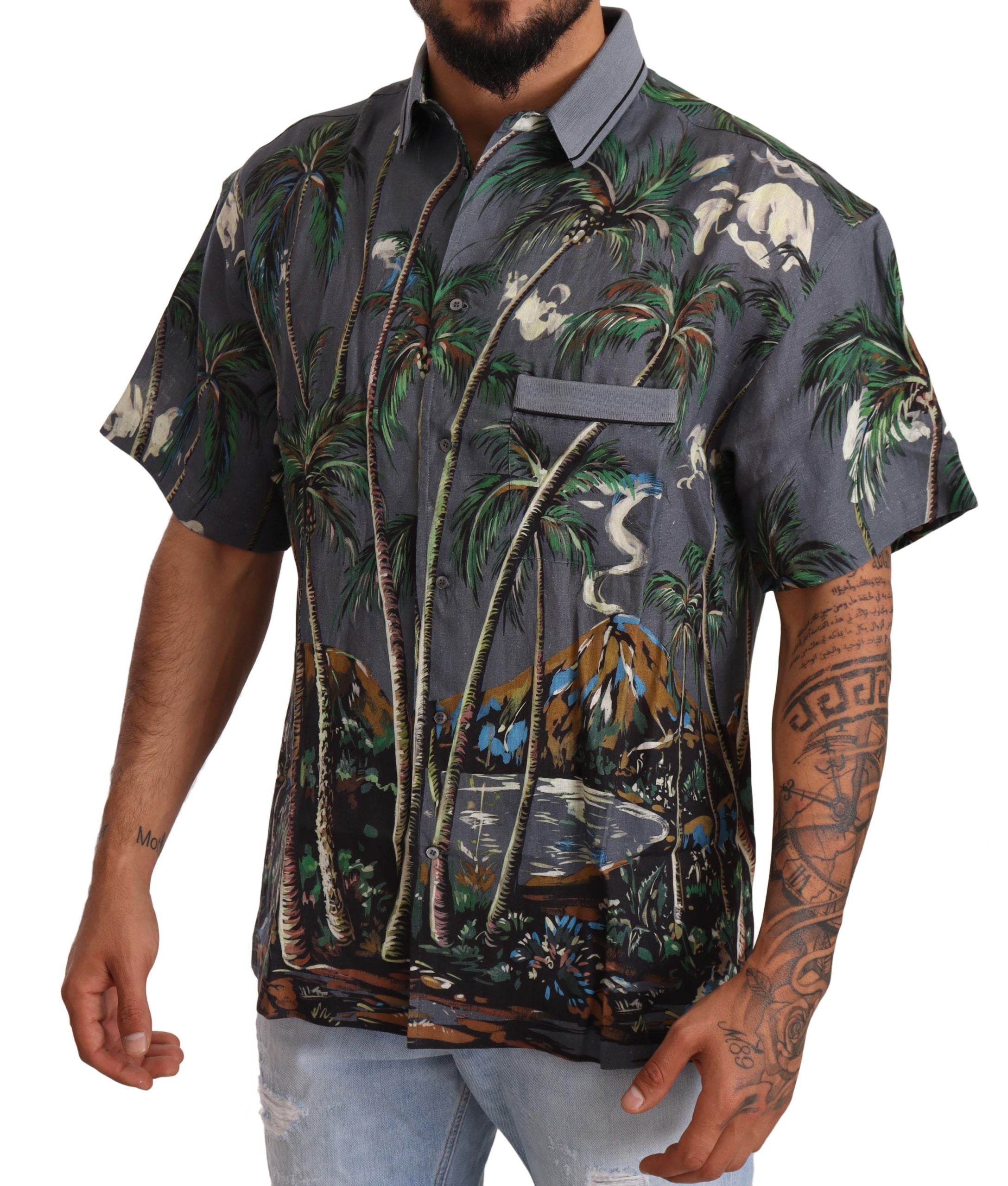 Tropical Elegance Linen Silk Men's Shirt - ventzia