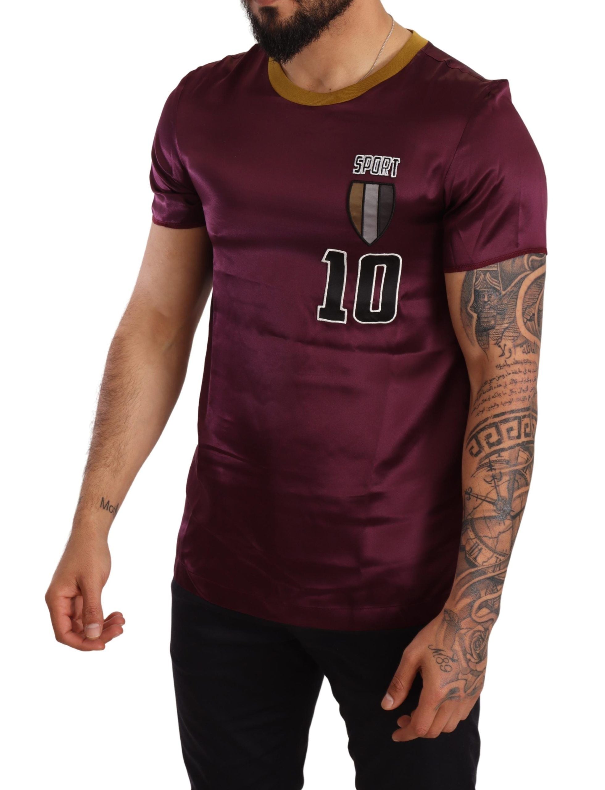 Elegant Purple Silk Short Sleeve T-Shirt - ventzia