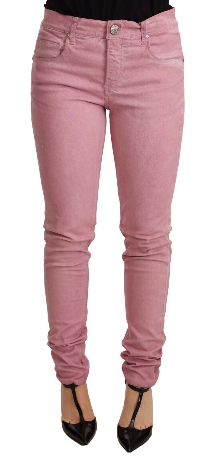 Elegant Slim Fit Pink Denim Jeans - ventzia