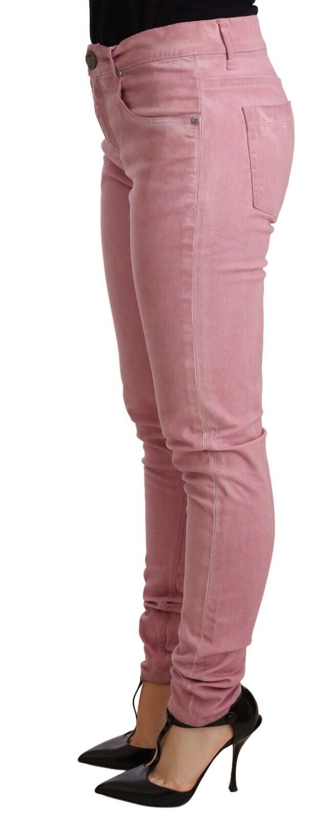 Elegant Slim Fit Pink Denim Jeans - ventzia