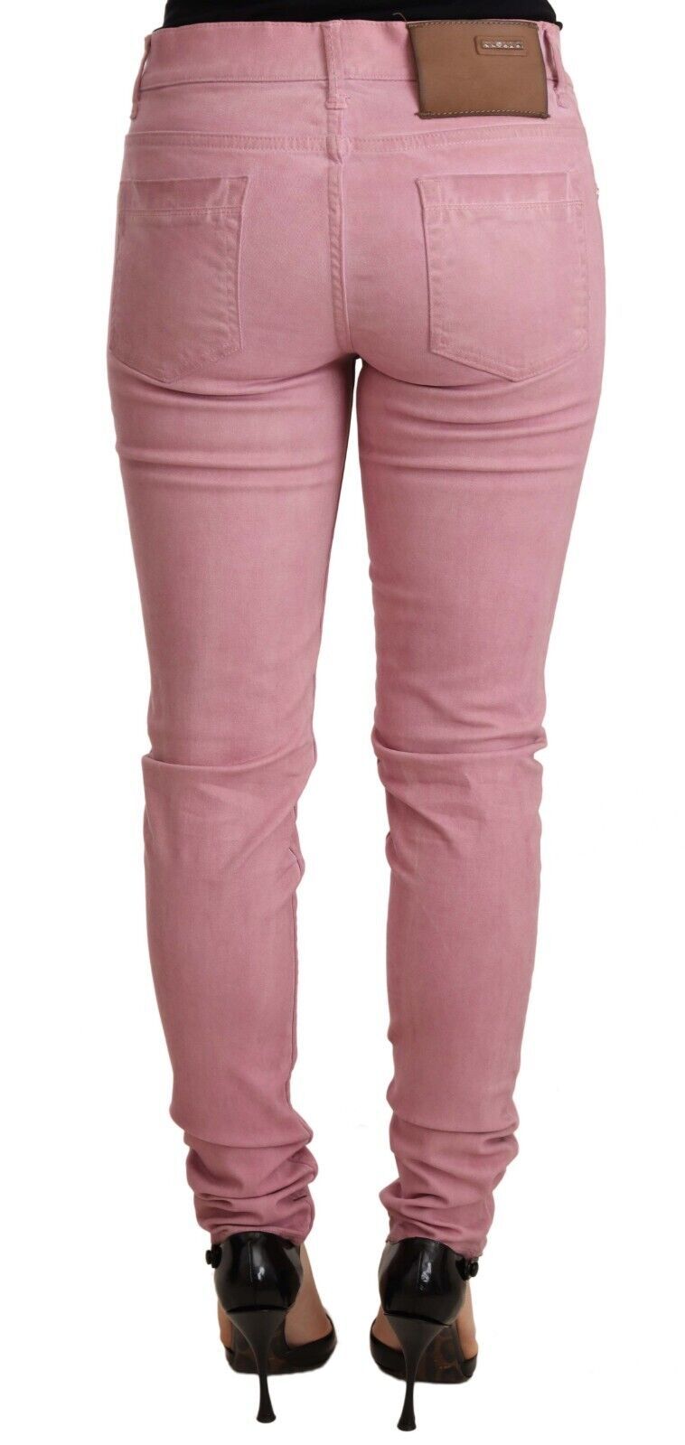 Elegant Slim Fit Pink Denim Jeans - ventzia