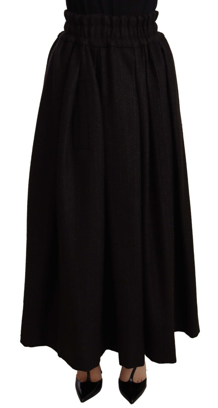 Elegant High Waist Maxi A-line Wool Skirt - ventzia