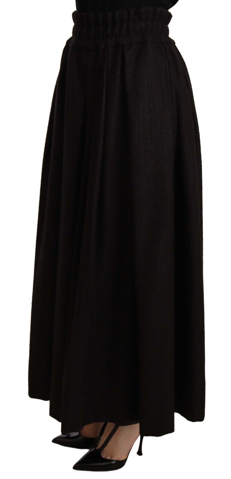 Elegant High Waist Maxi A-line Wool Skirt - ventzia