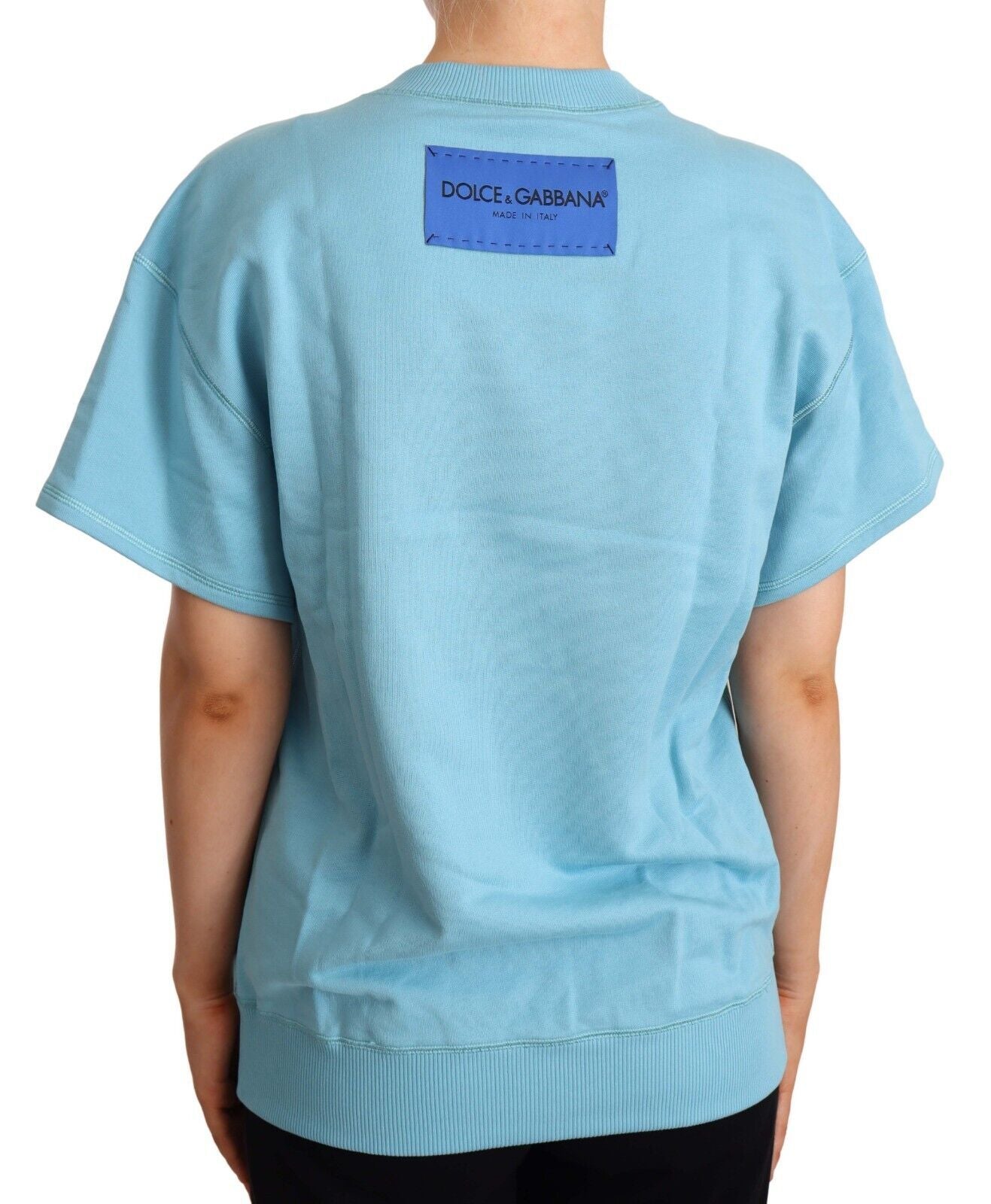 Elegant Blue Crew Neck Cotton Top - ventzia