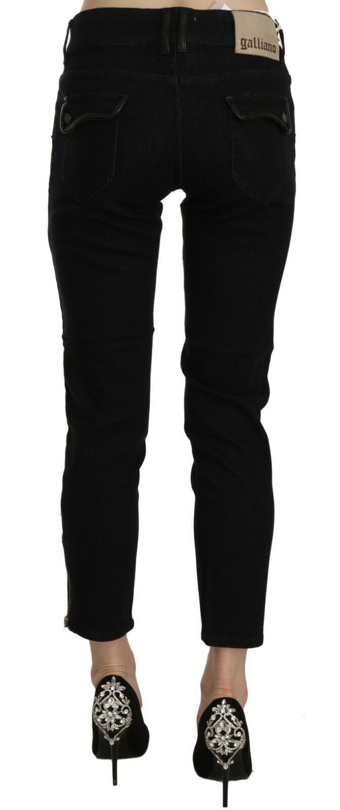 Chic Black Mid Waist Slim Cropped Jeans - ventzia